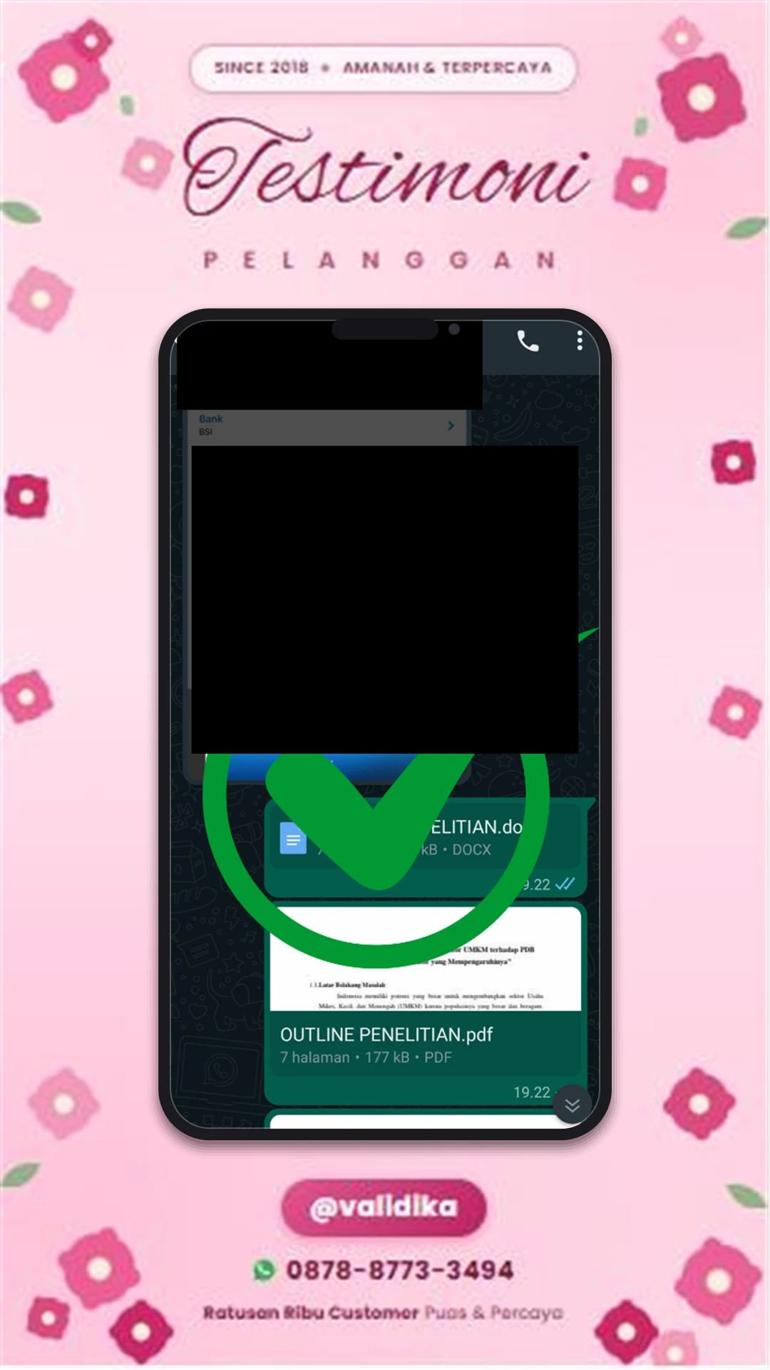 Bukti testimoni pelanggan