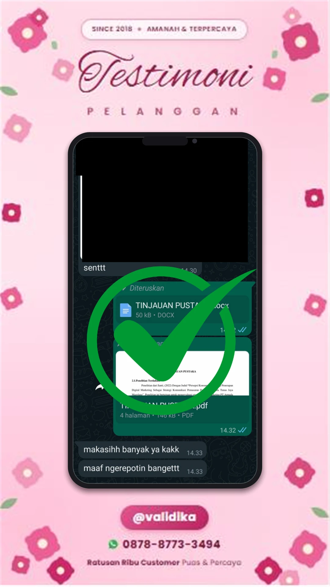 Bukti testimoni pelanggan