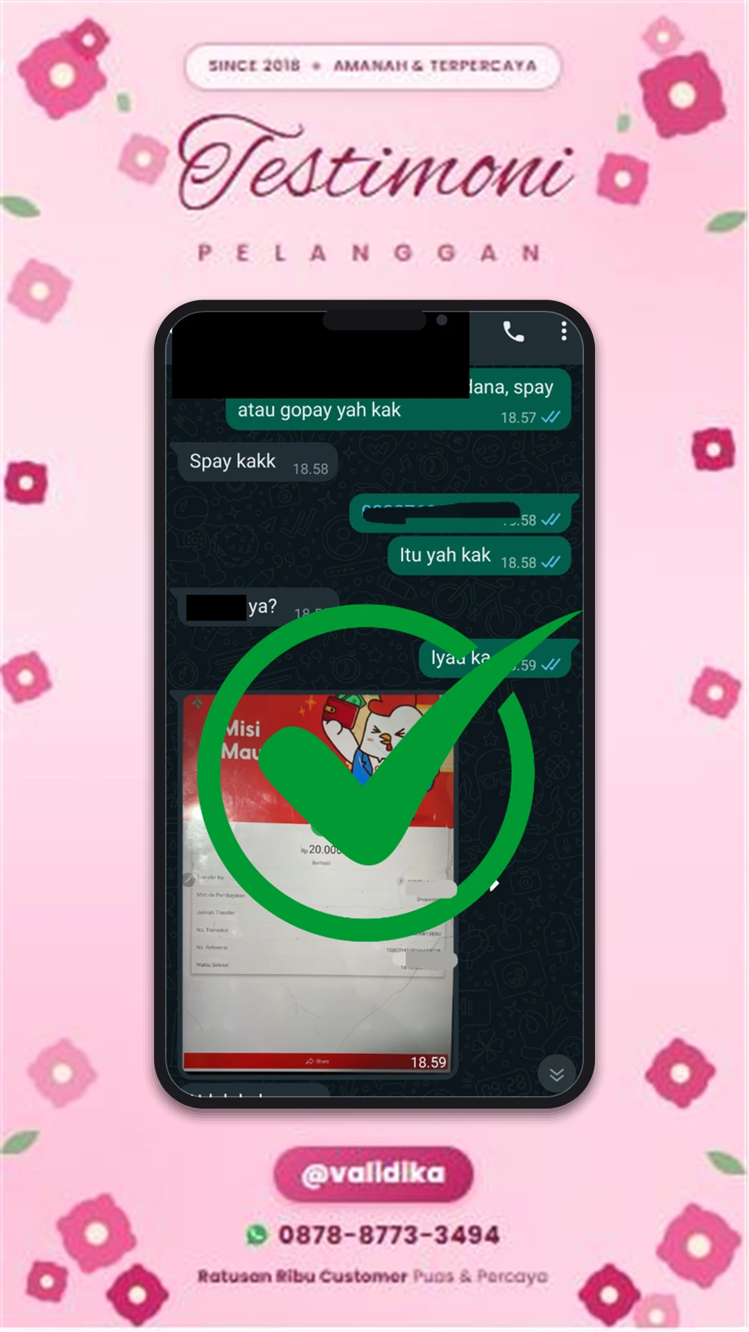 Bukti testimoni pelanggan