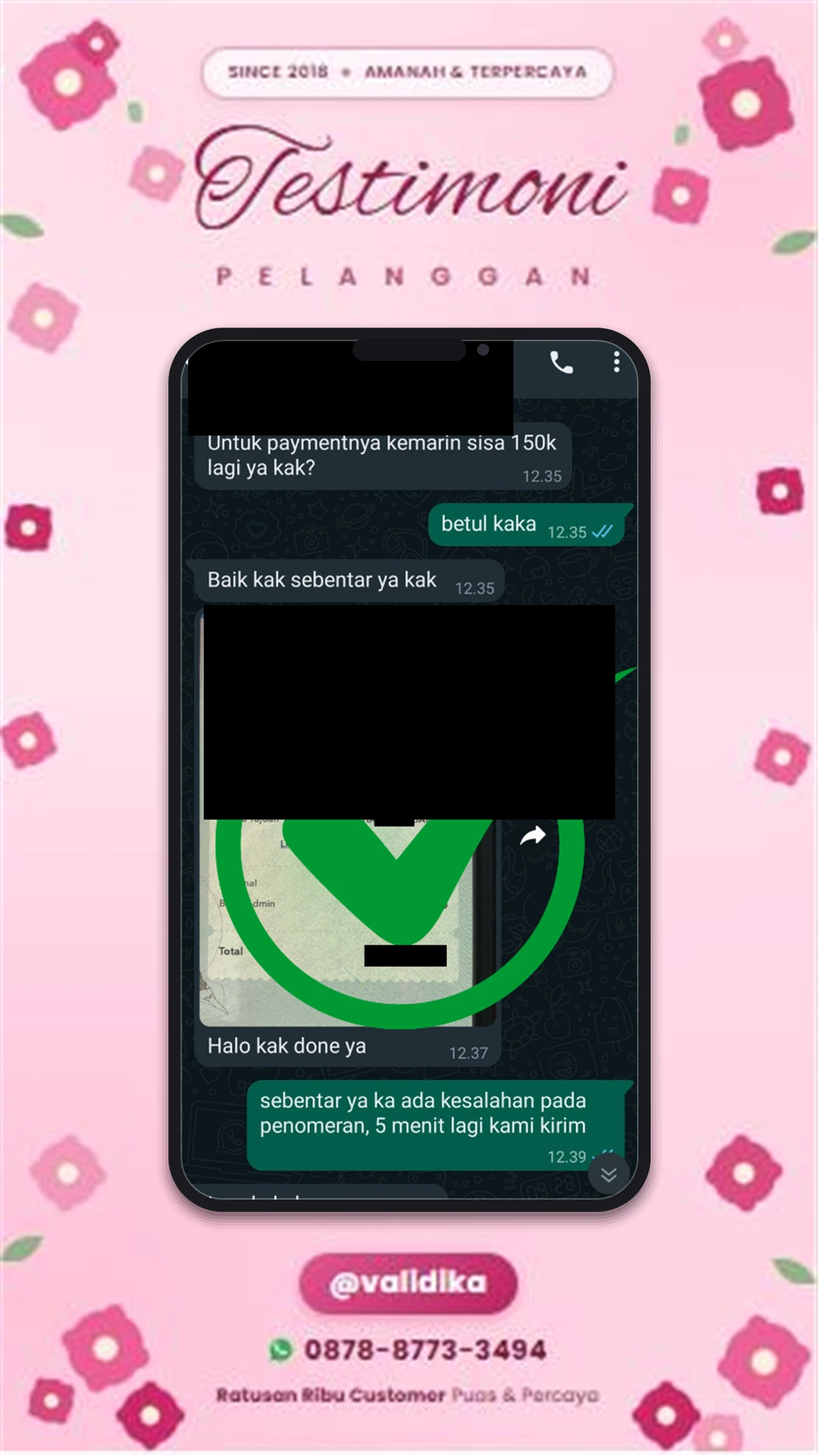 Bukti testimoni pelanggan