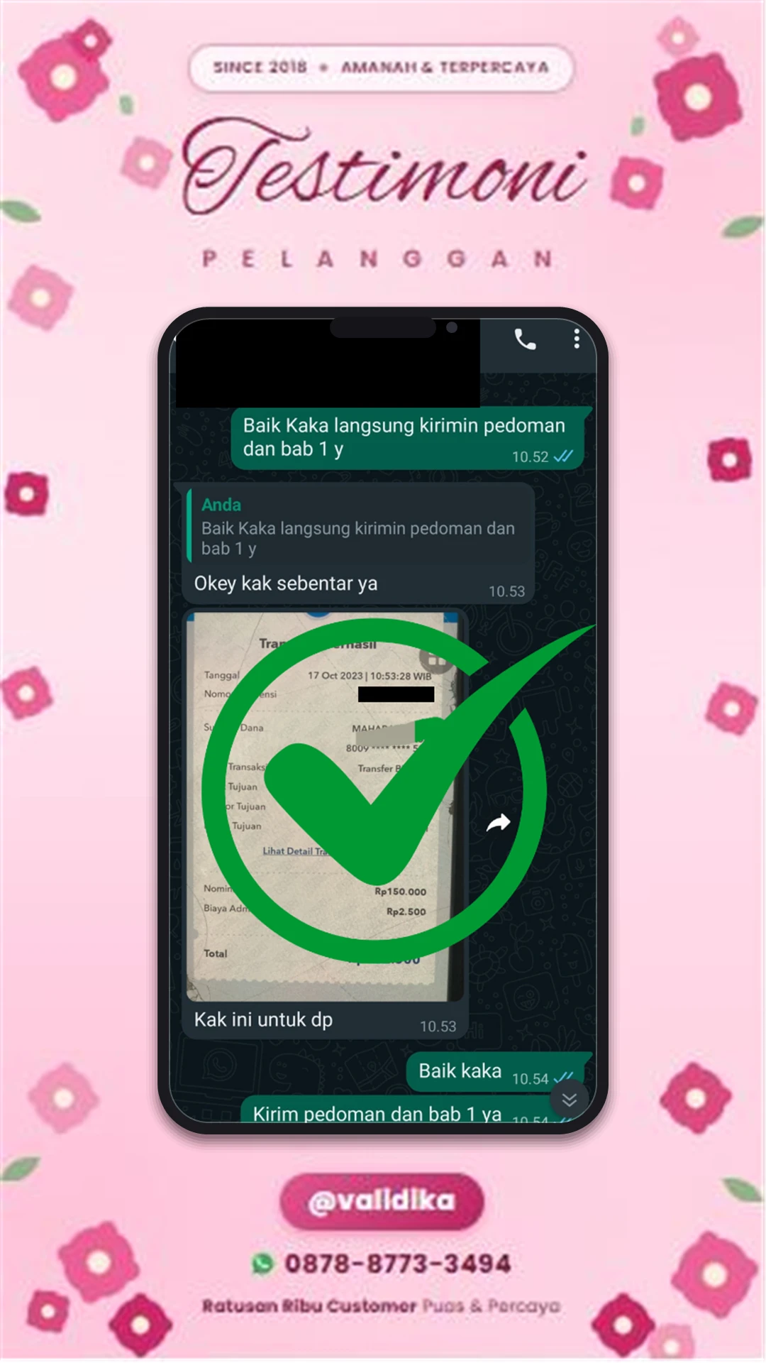 Bukti testimoni pelanggan