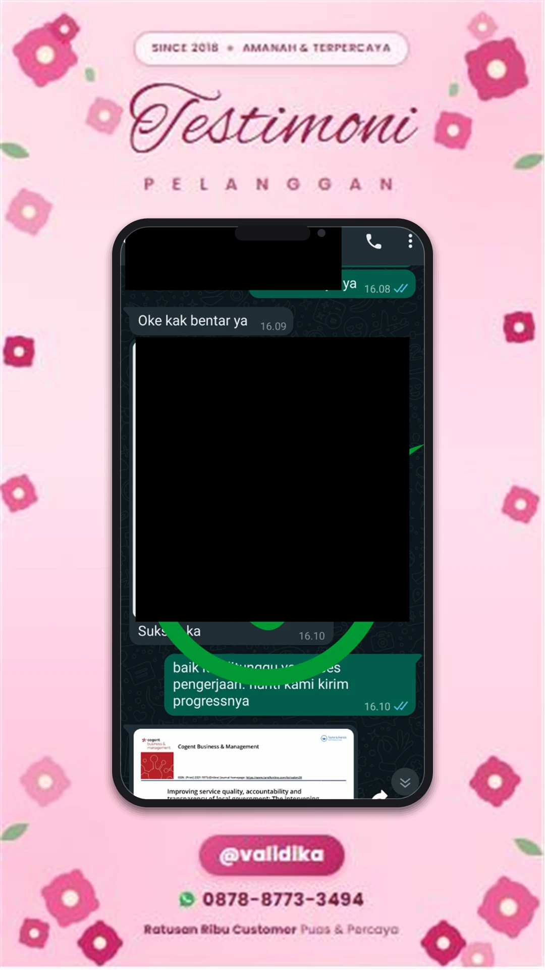 Bukti testimoni pelanggan