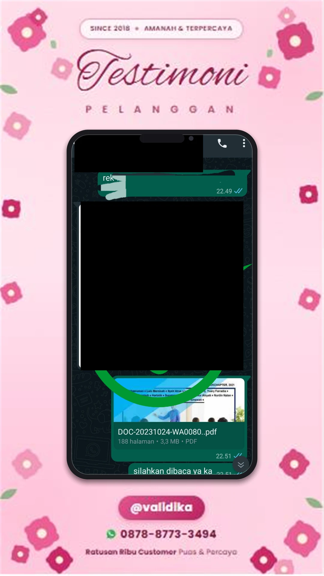 Bukti testimoni pelanggan