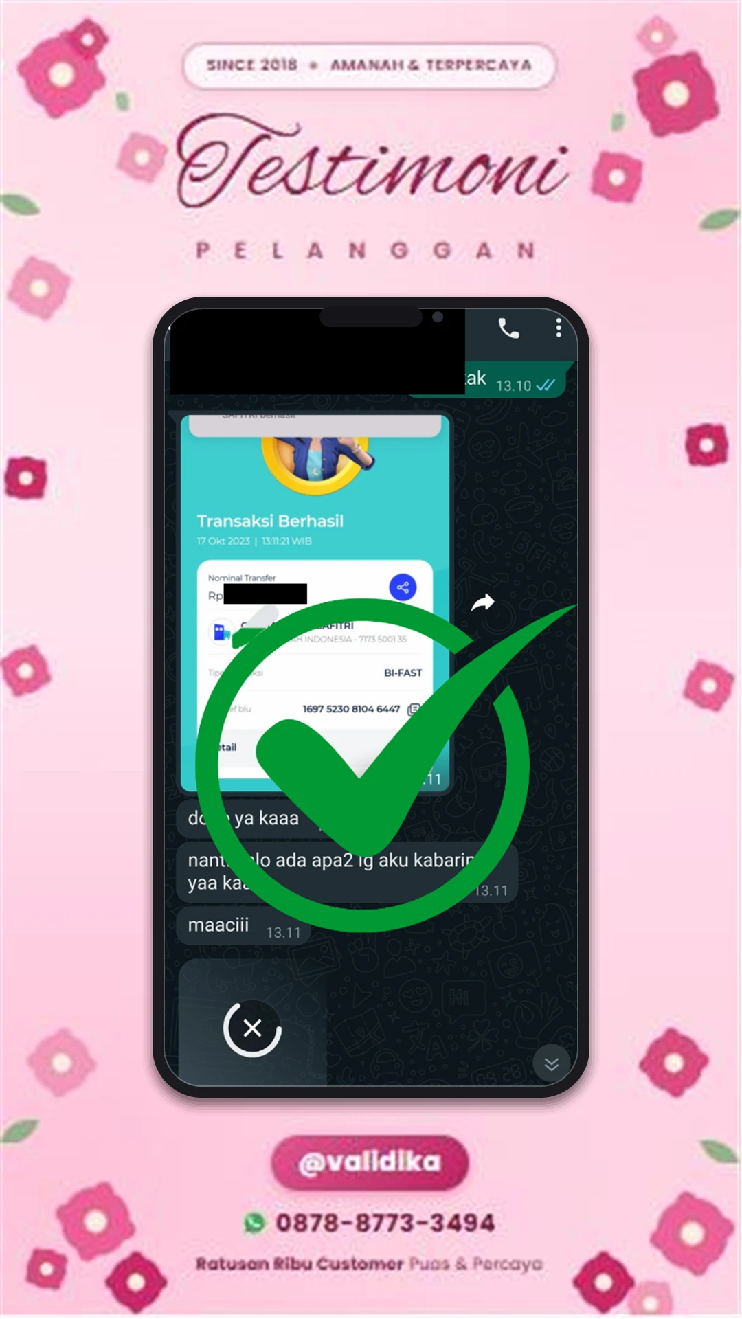 Bukti testimoni pelanggan