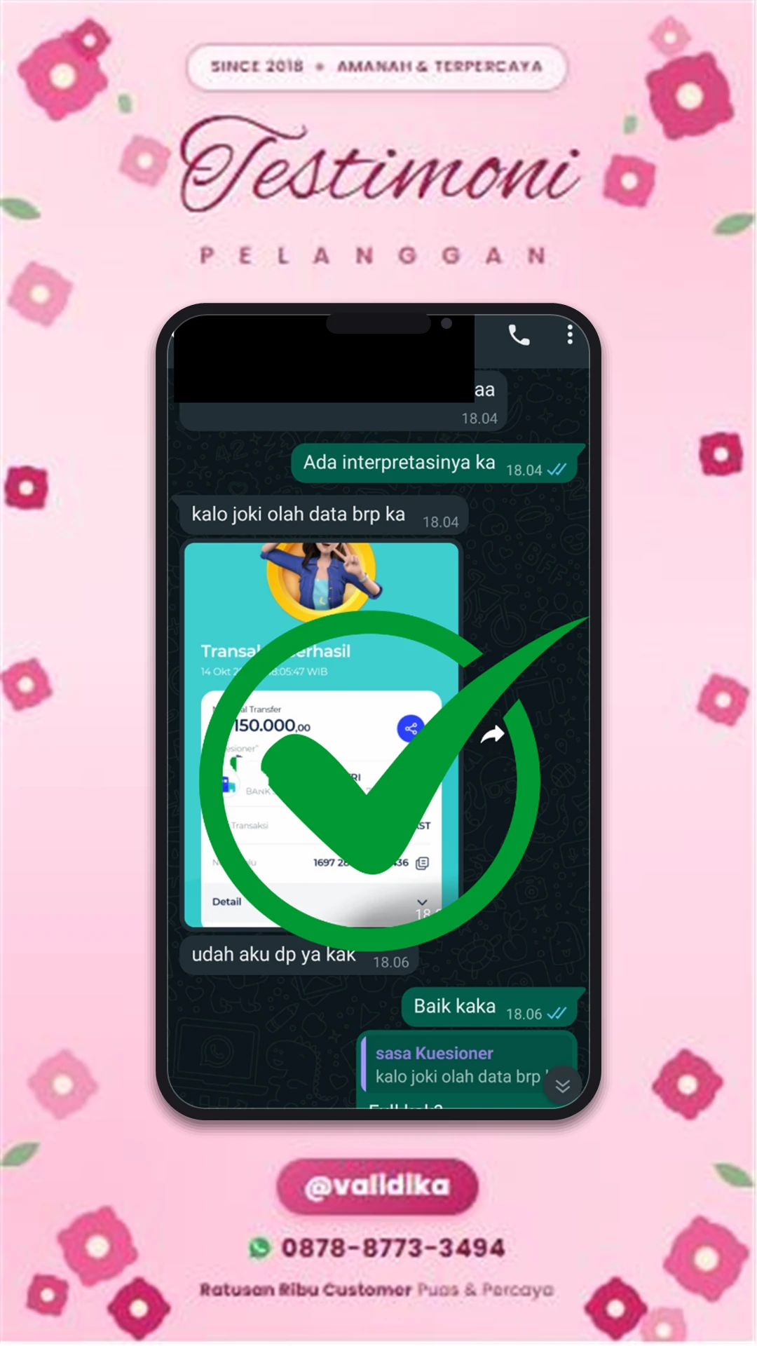 Bukti testimoni pelanggan