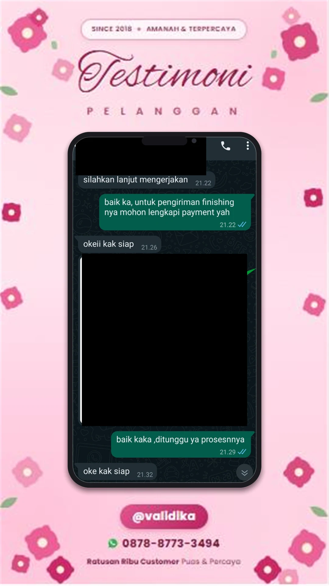 Bukti testimoni pelanggan