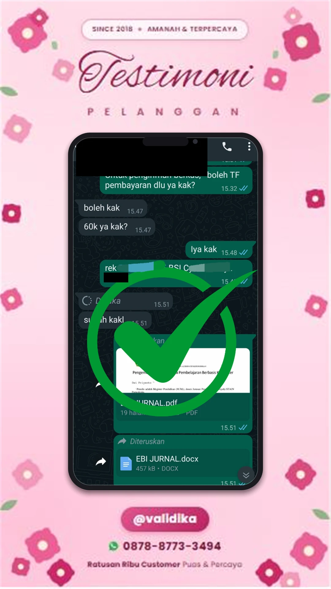 Bukti testimoni pelanggan