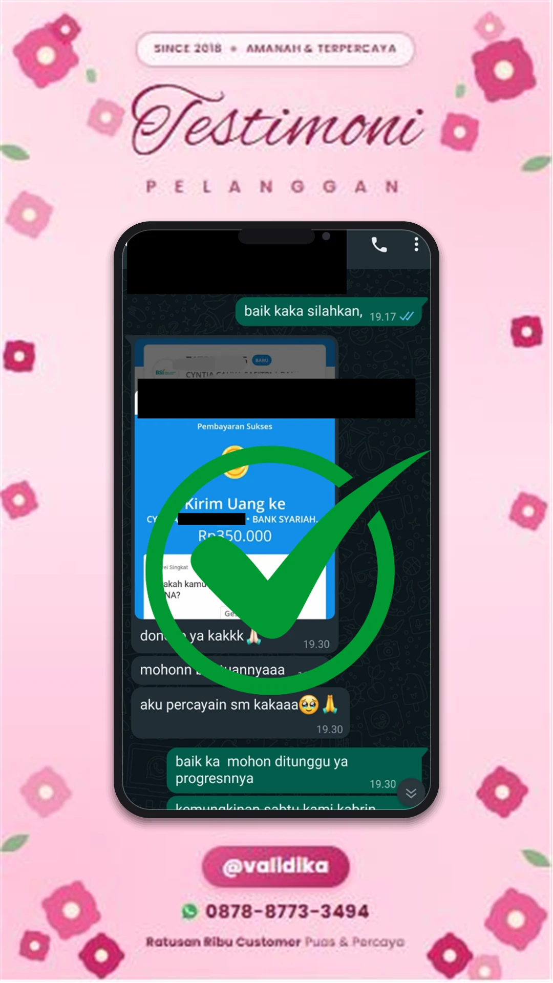 Bukti testimoni pelanggan