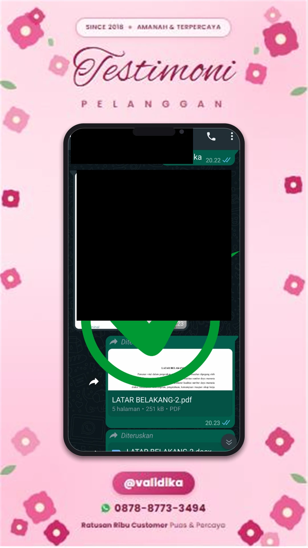 Bukti testimoni pelanggan