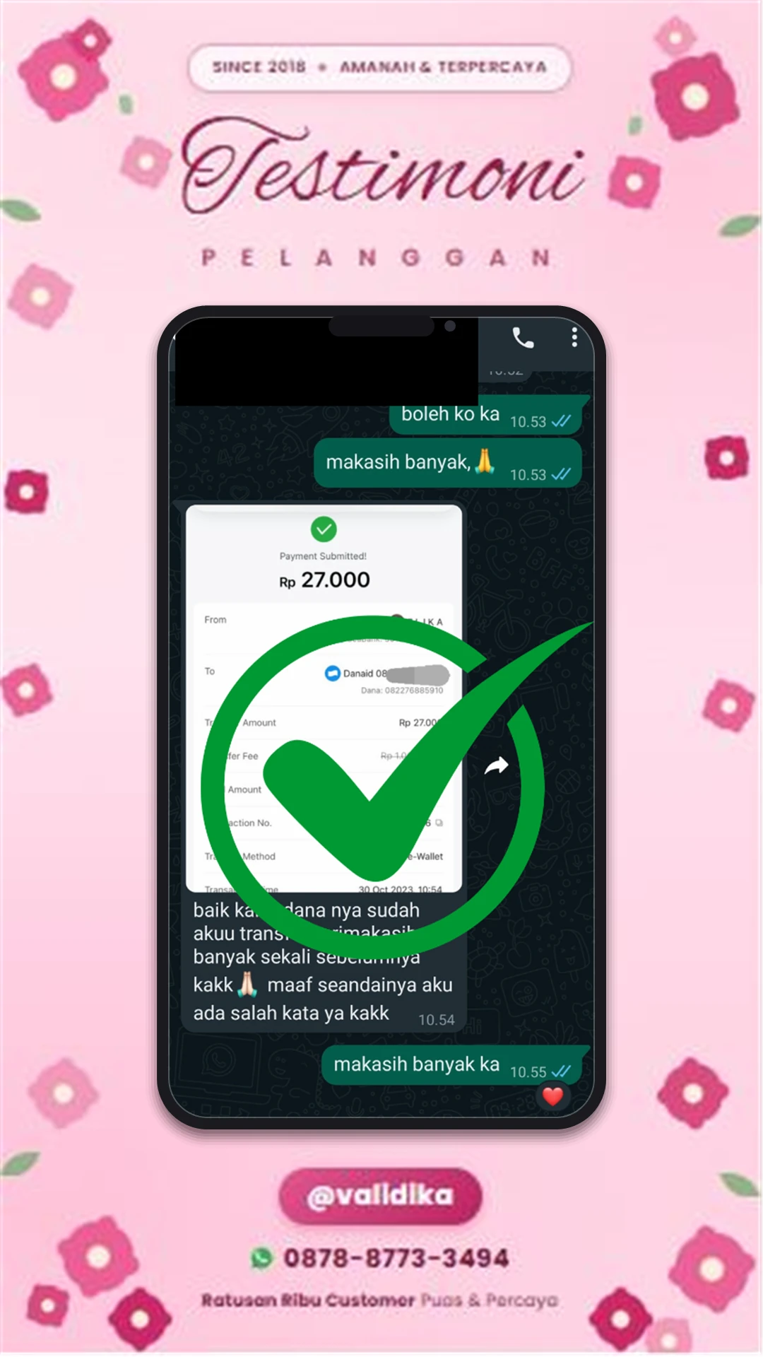 Bukti testimoni pelanggan