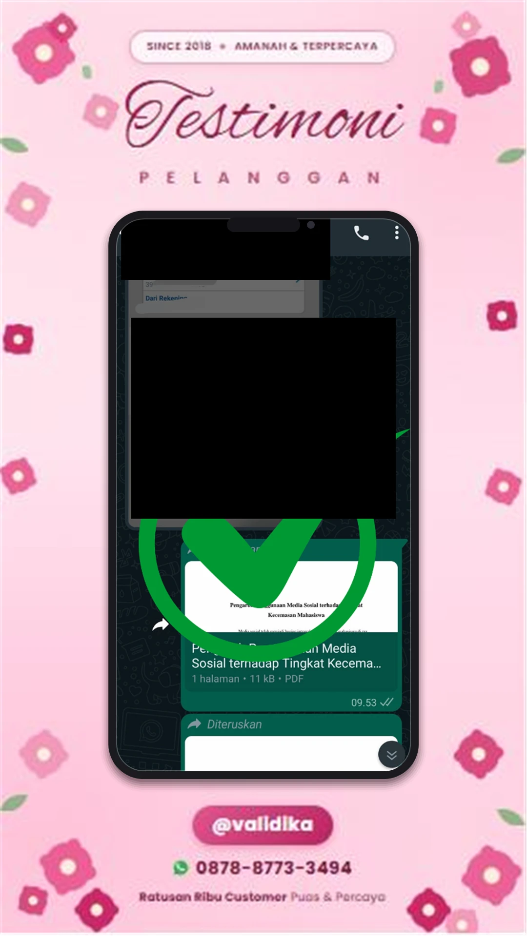 Bukti testimoni pelanggan