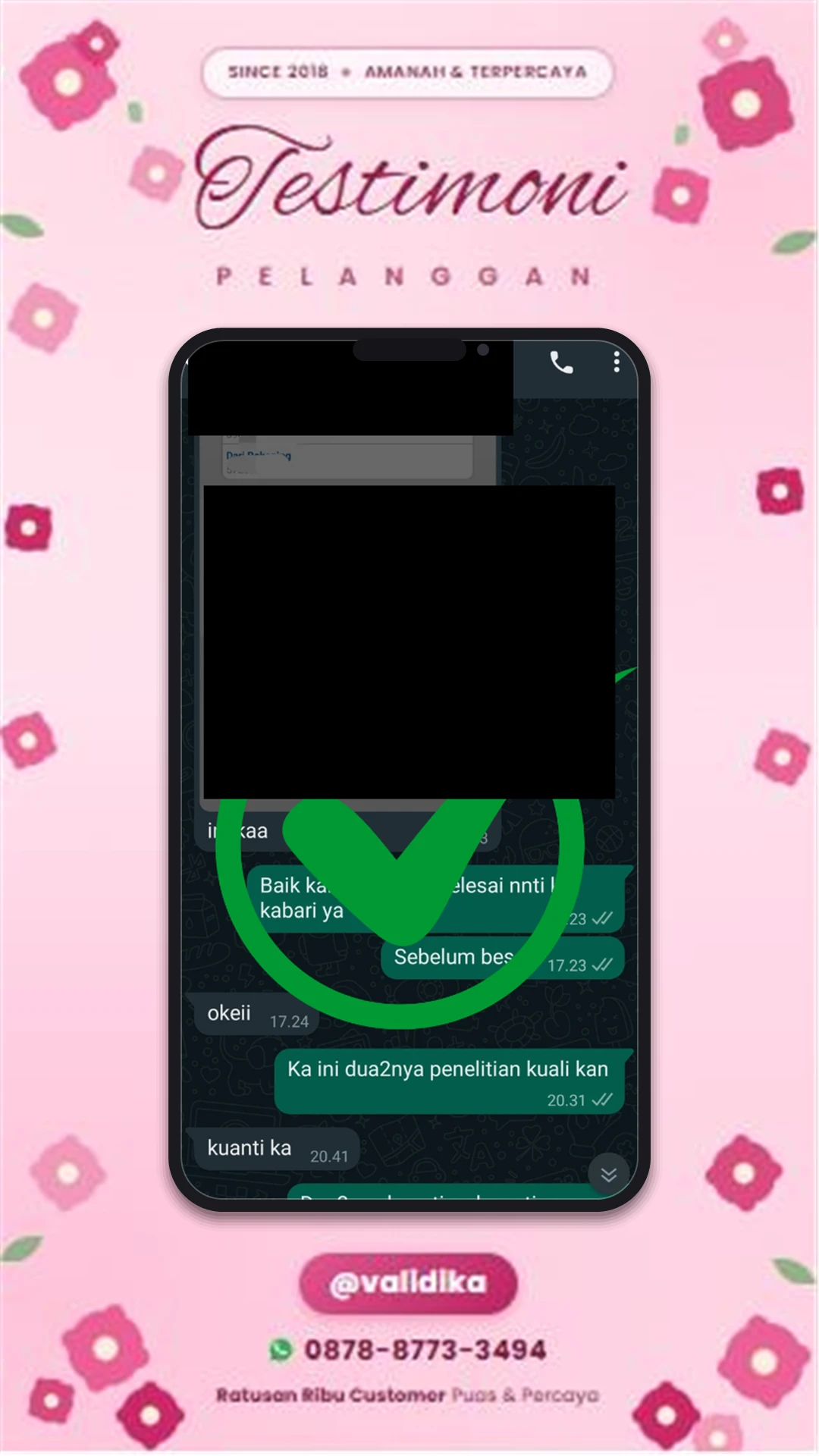 Bukti testimoni pelanggan