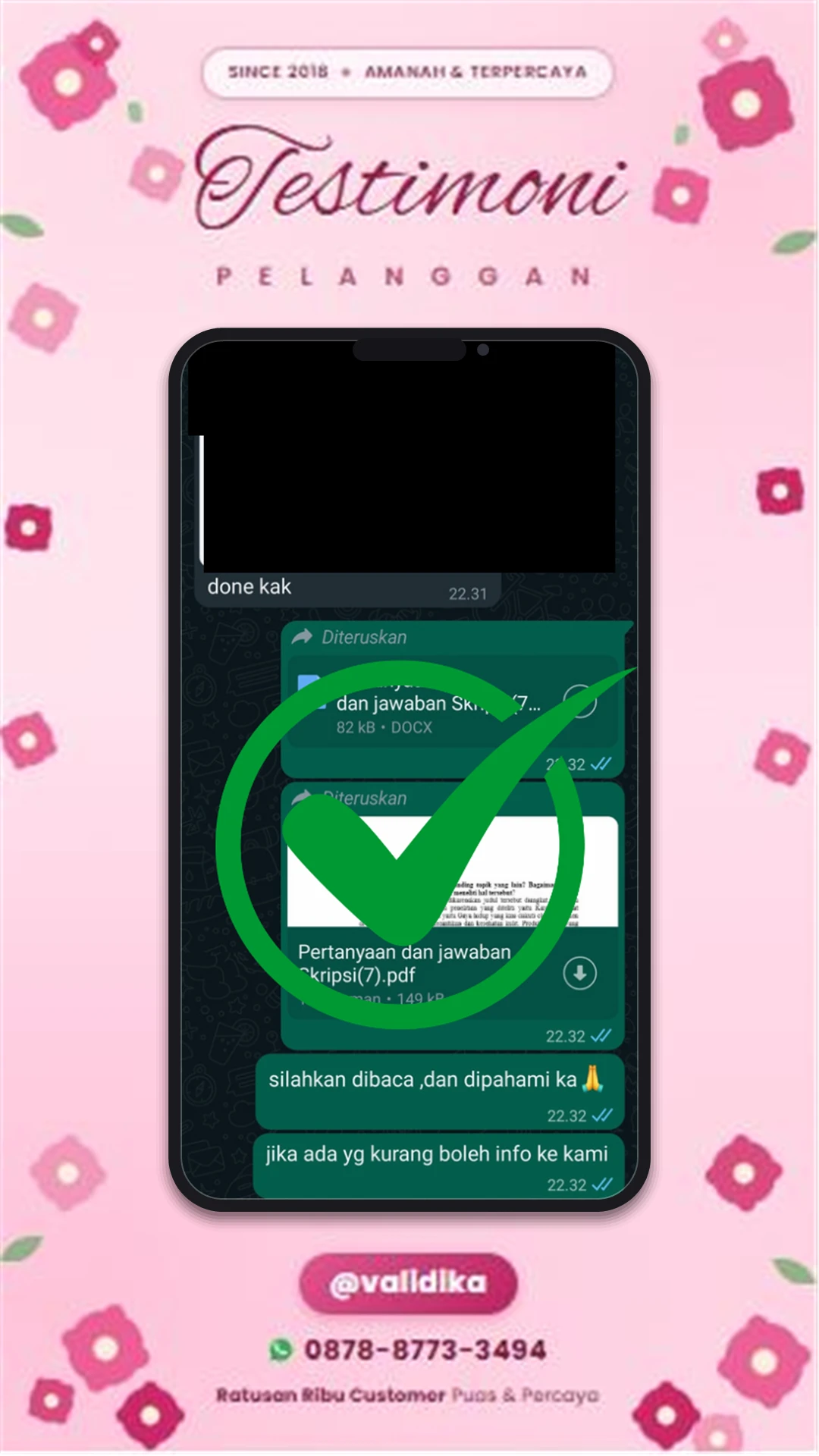 Bukti testimoni pelanggan