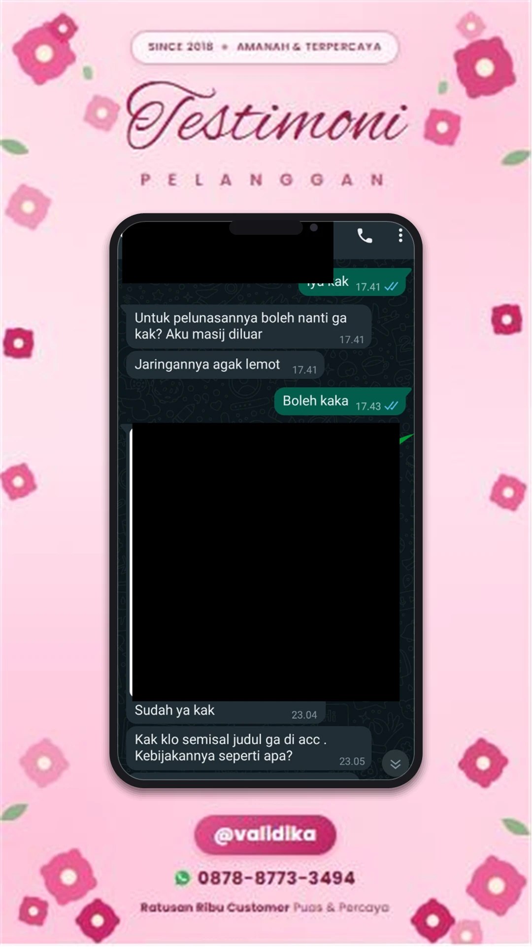 Bukti testimoni pelanggan