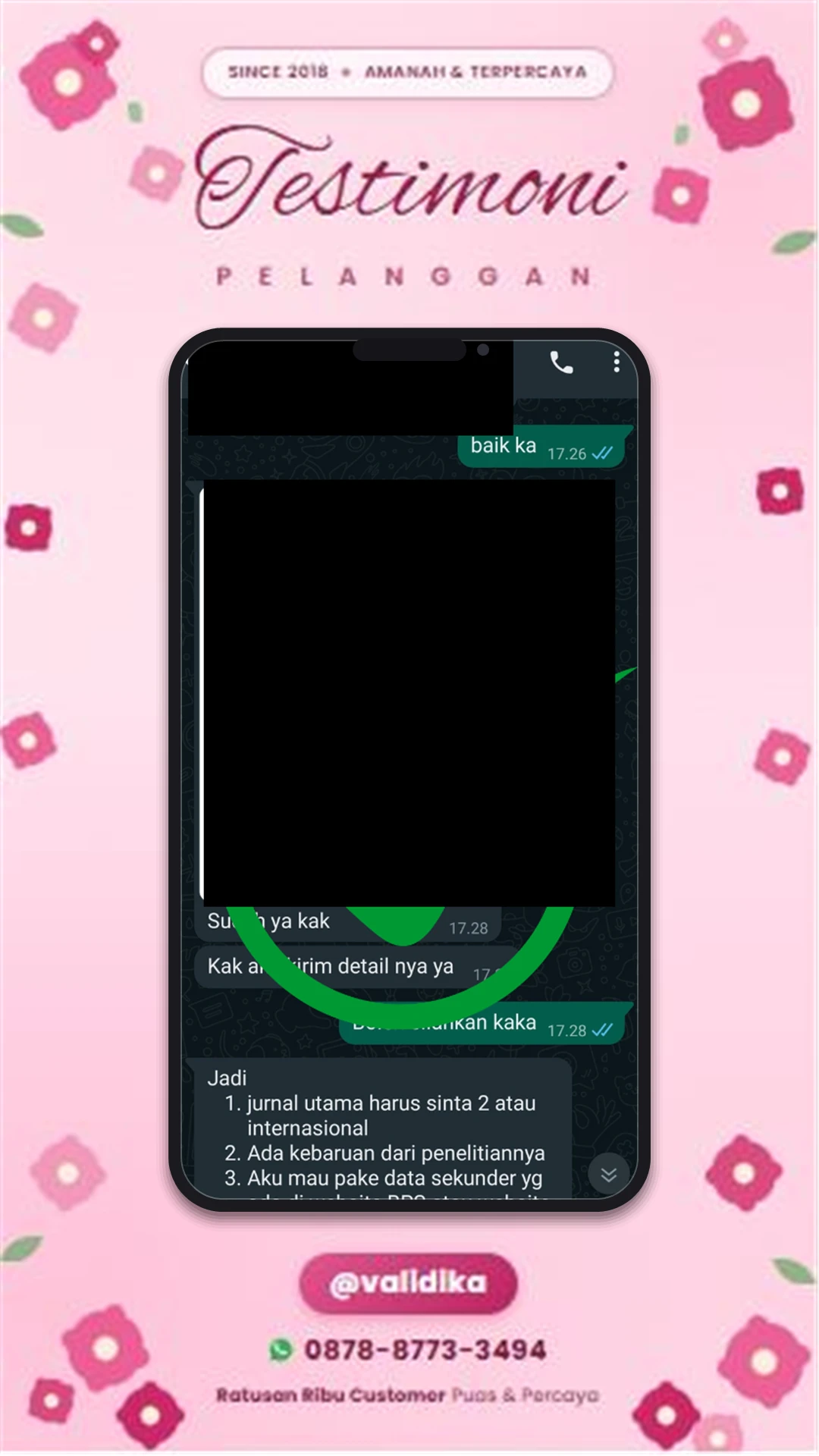 Bukti testimoni pelanggan