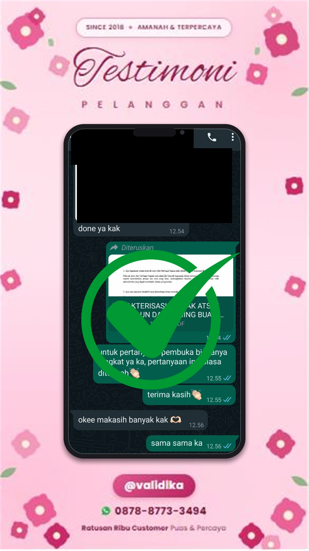 Bukti testimoni pelanggan