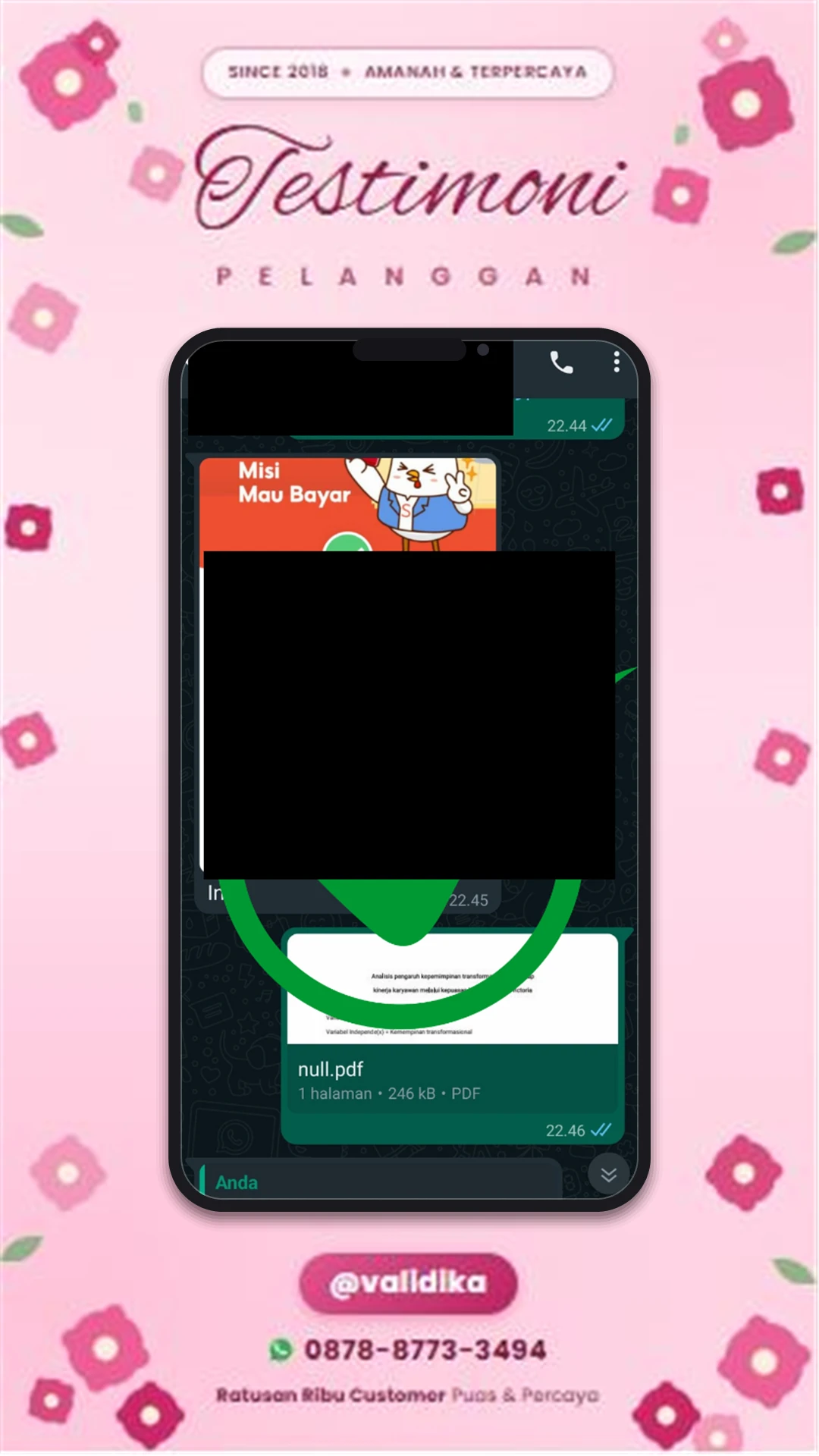 Bukti testimoni pelanggan