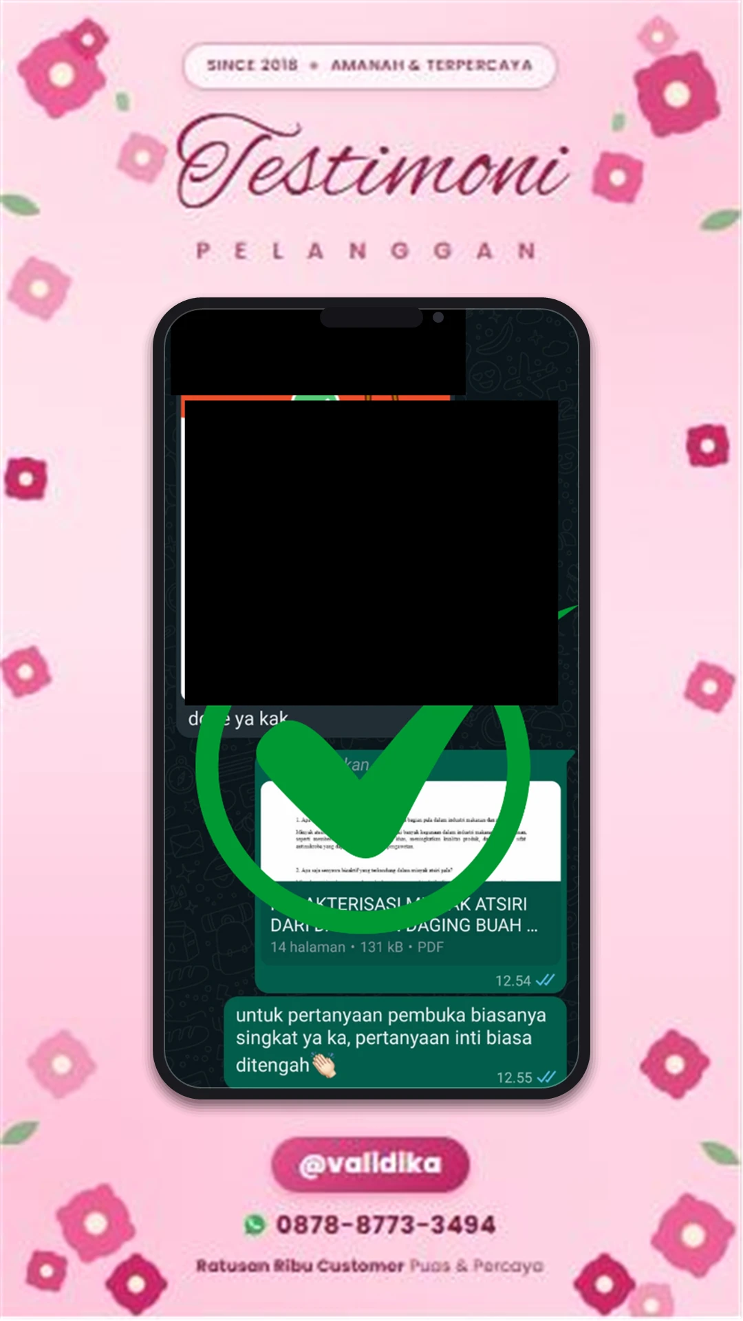 Bukti testimoni pelanggan