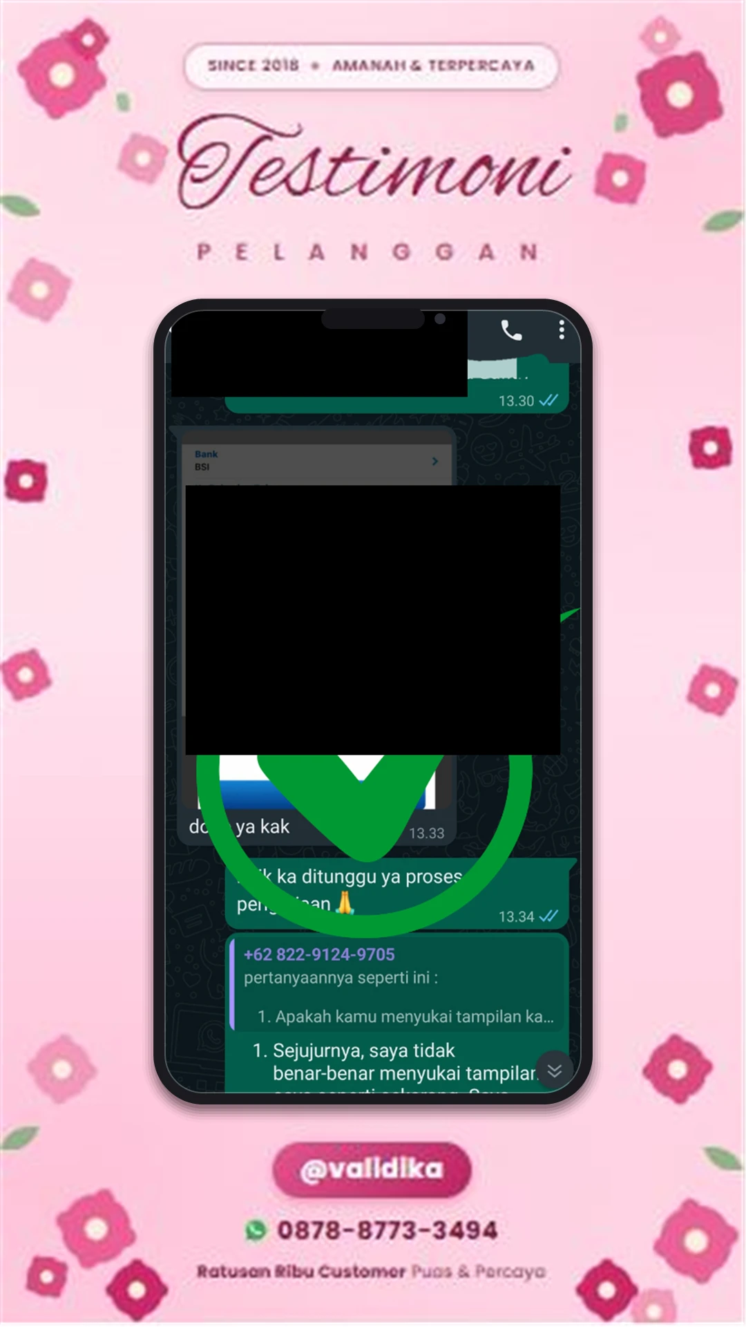 Bukti testimoni pelanggan