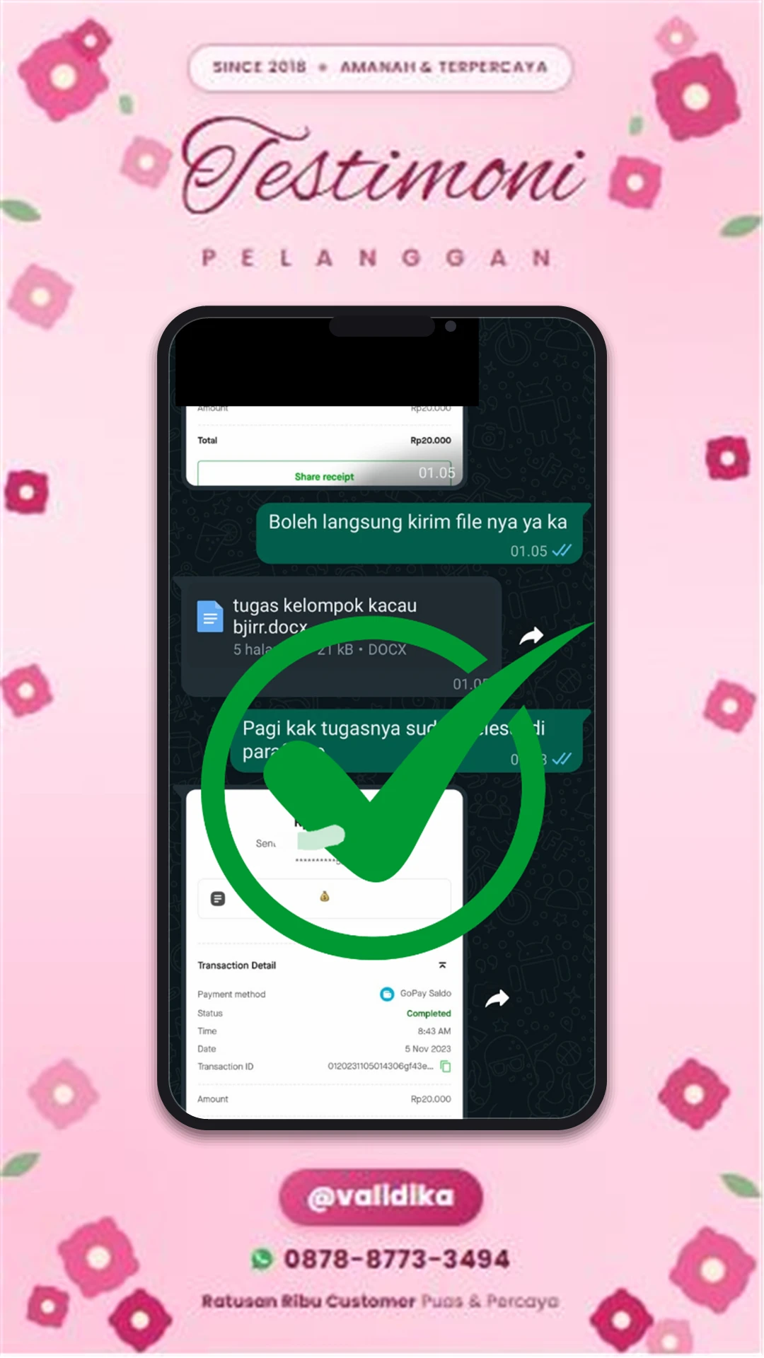 Bukti testimoni pelanggan