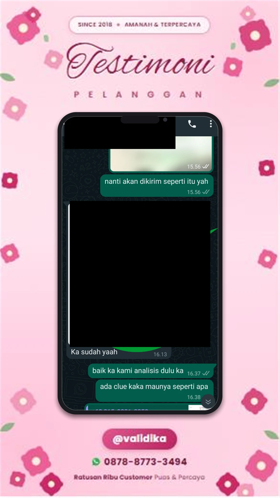 Bukti testimoni pelanggan