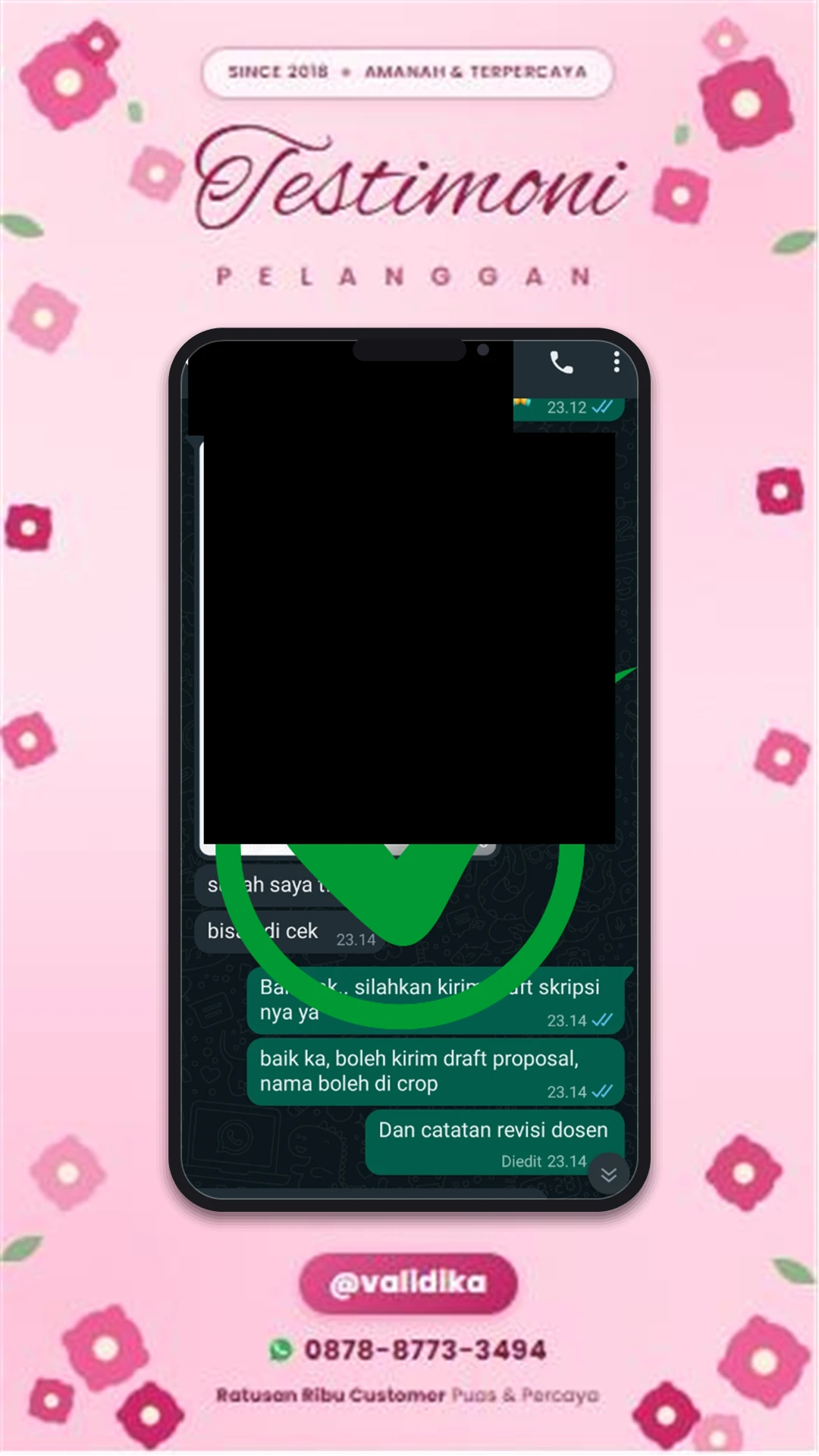 Bukti testimoni pelanggan
