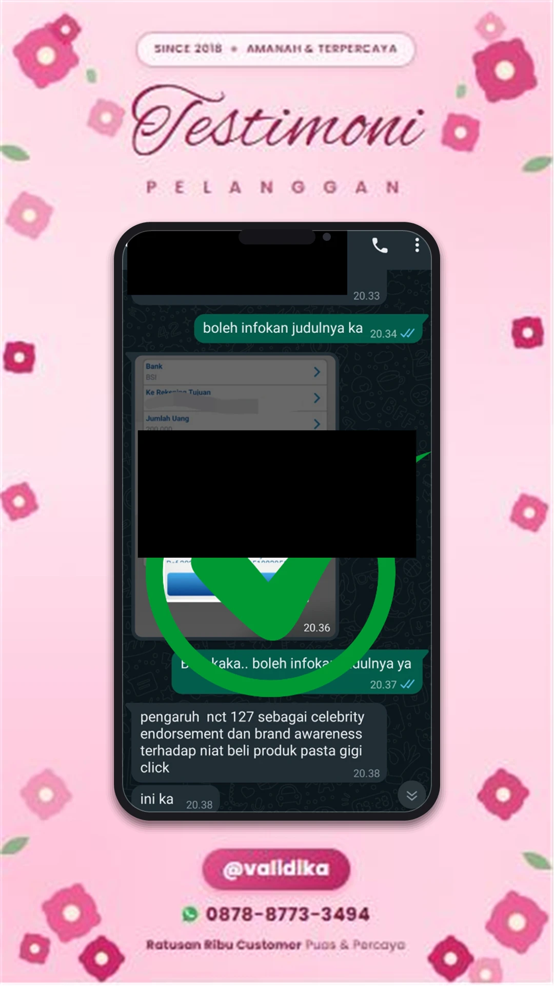 Bukti testimoni pelanggan