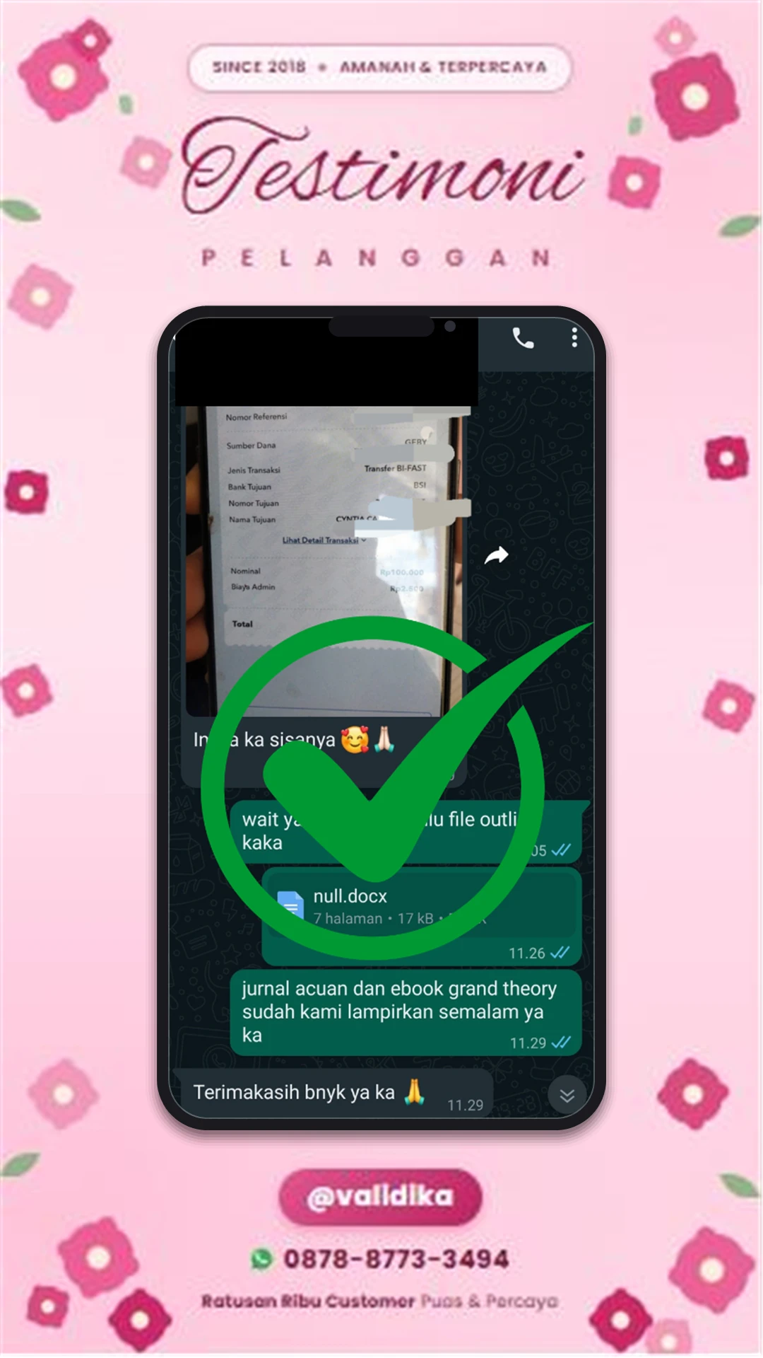 Bukti testimoni pelanggan