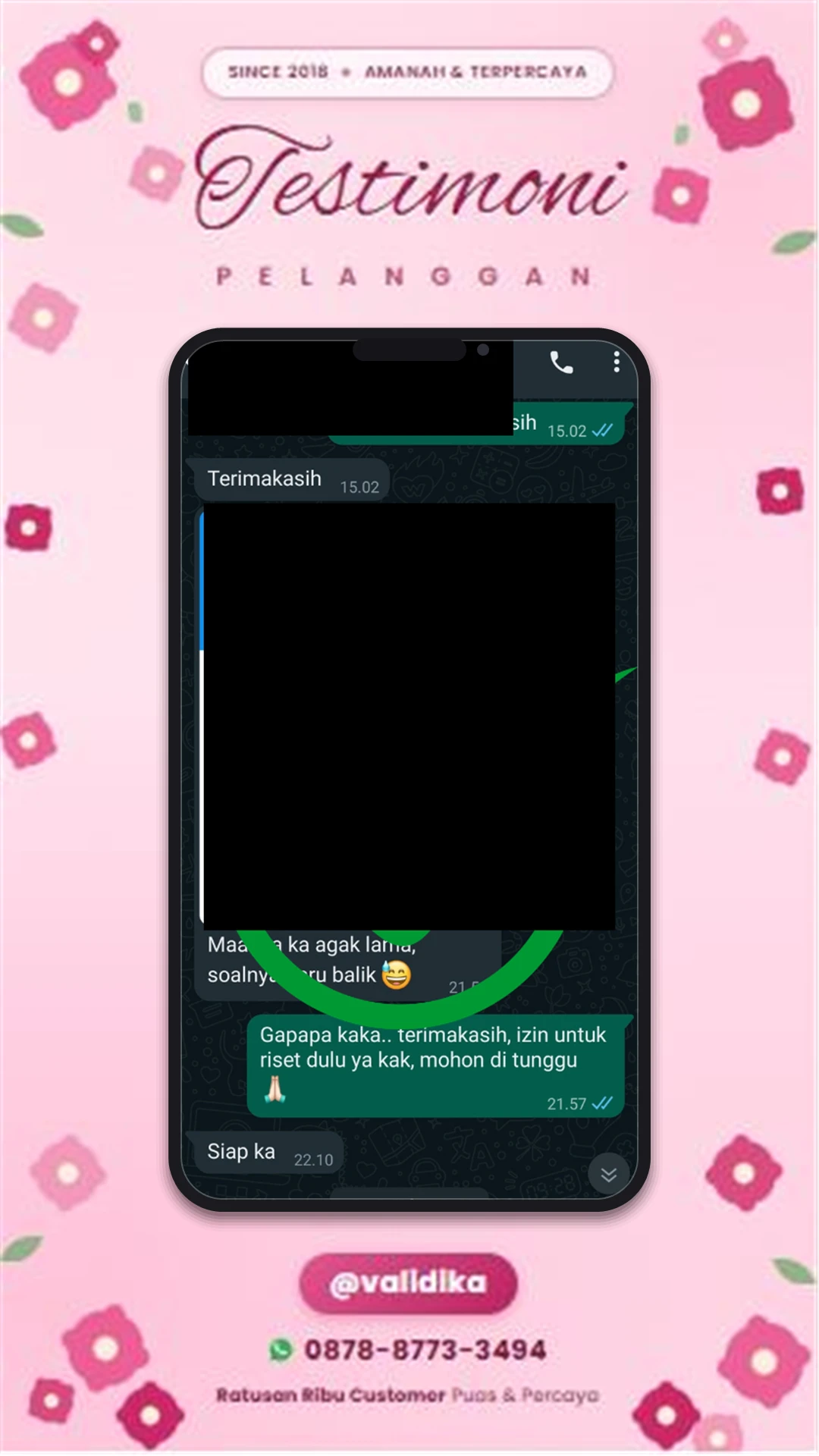 Bukti testimoni pelanggan
