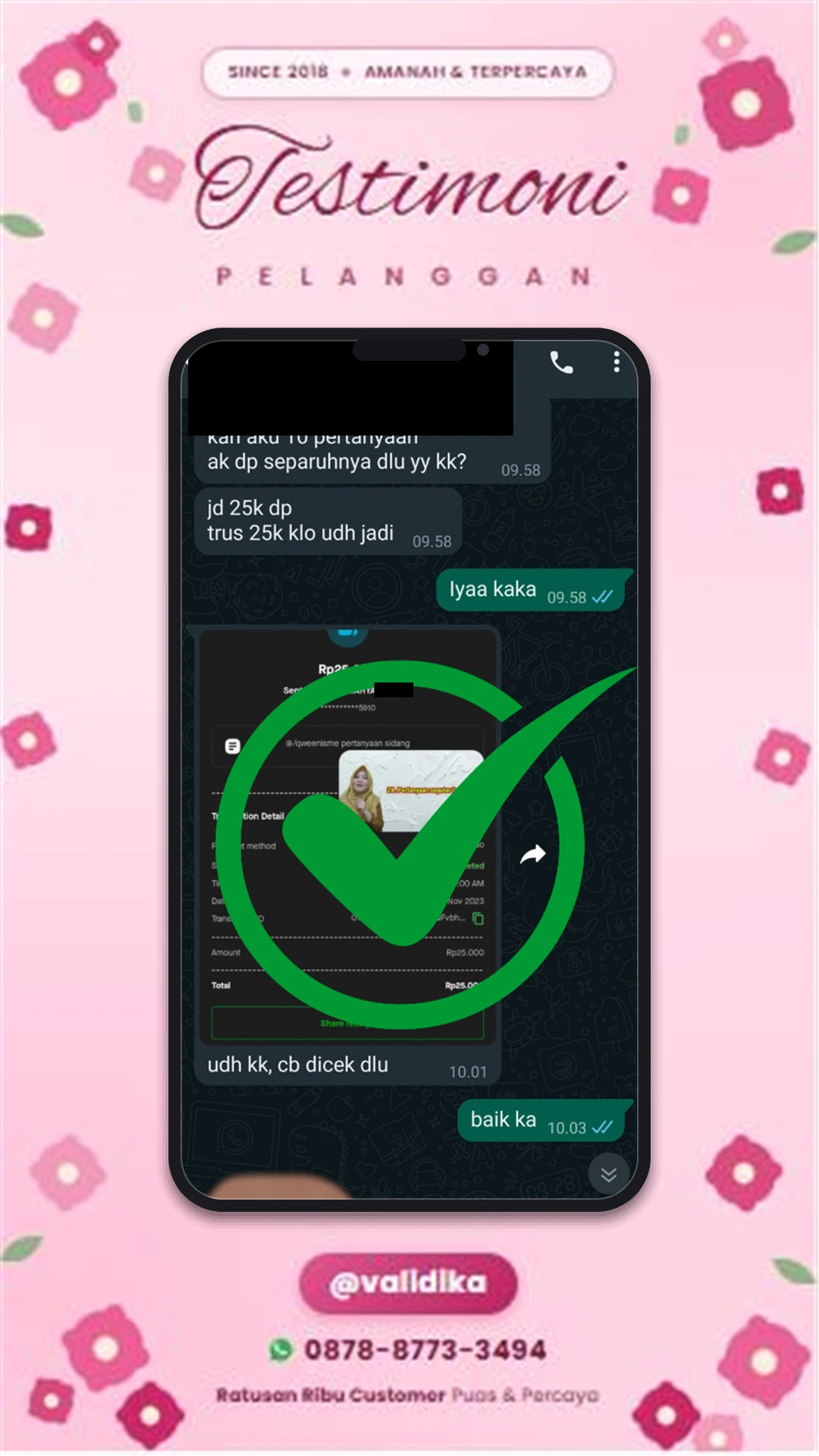 Bukti testimoni pelanggan