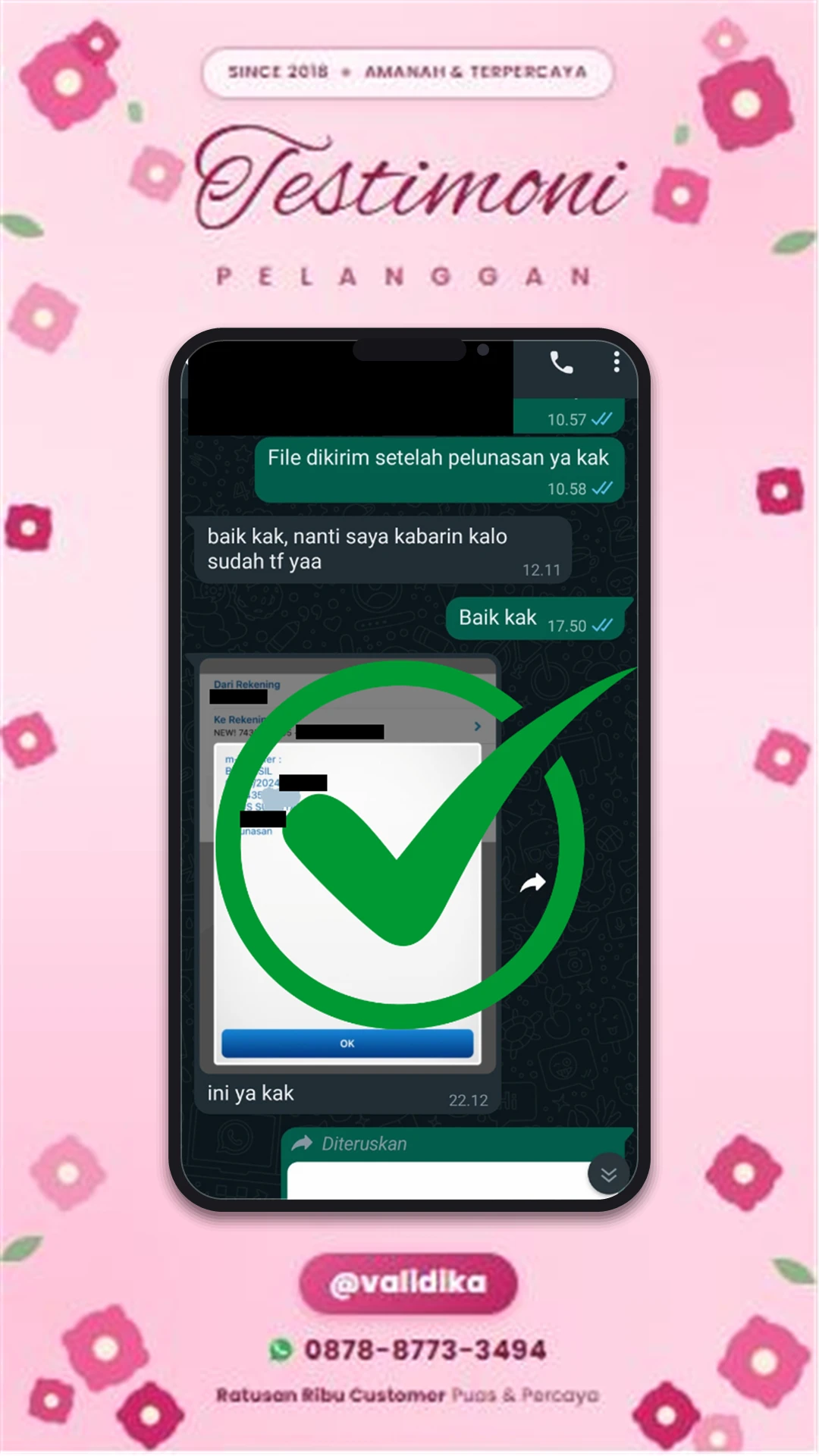 Bukti testimoni pelanggan