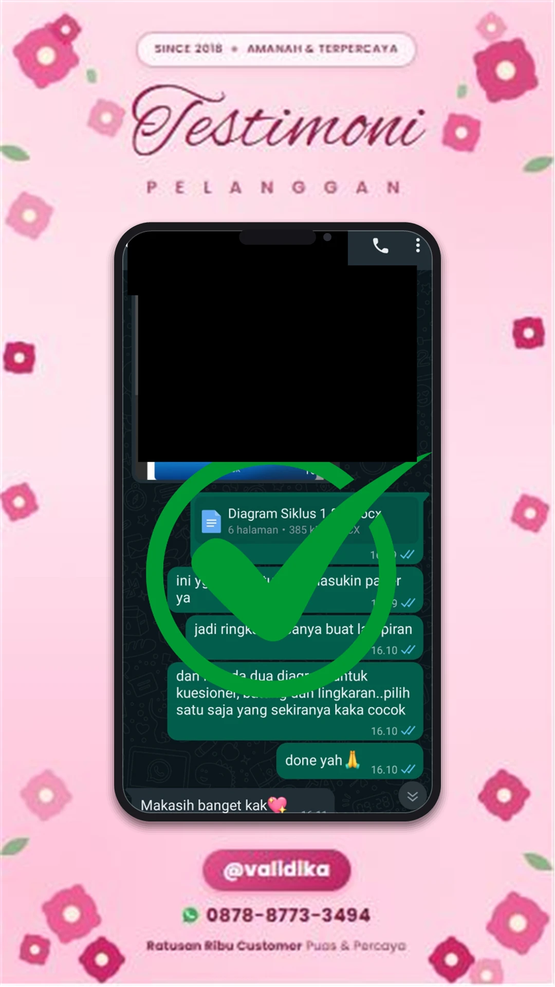 Bukti testimoni pelanggan