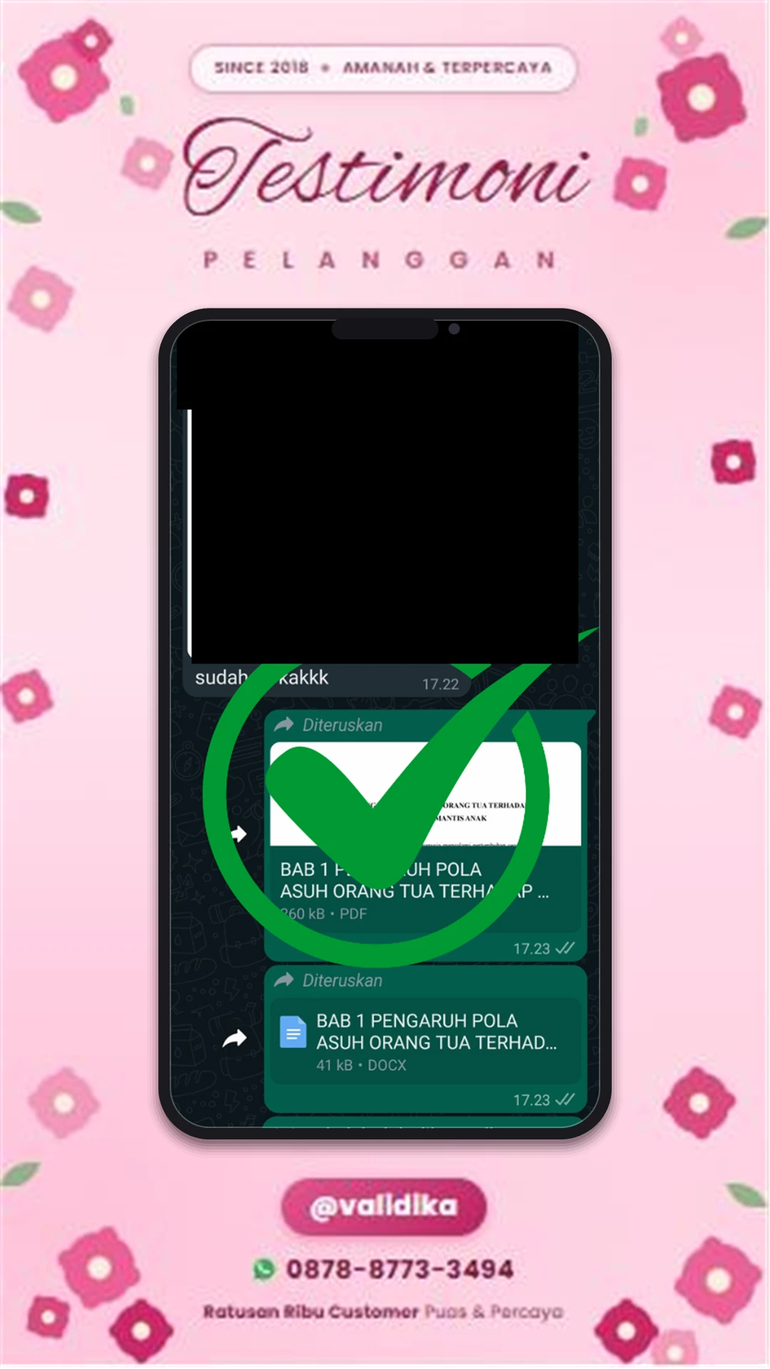 Bukti testimoni pelanggan