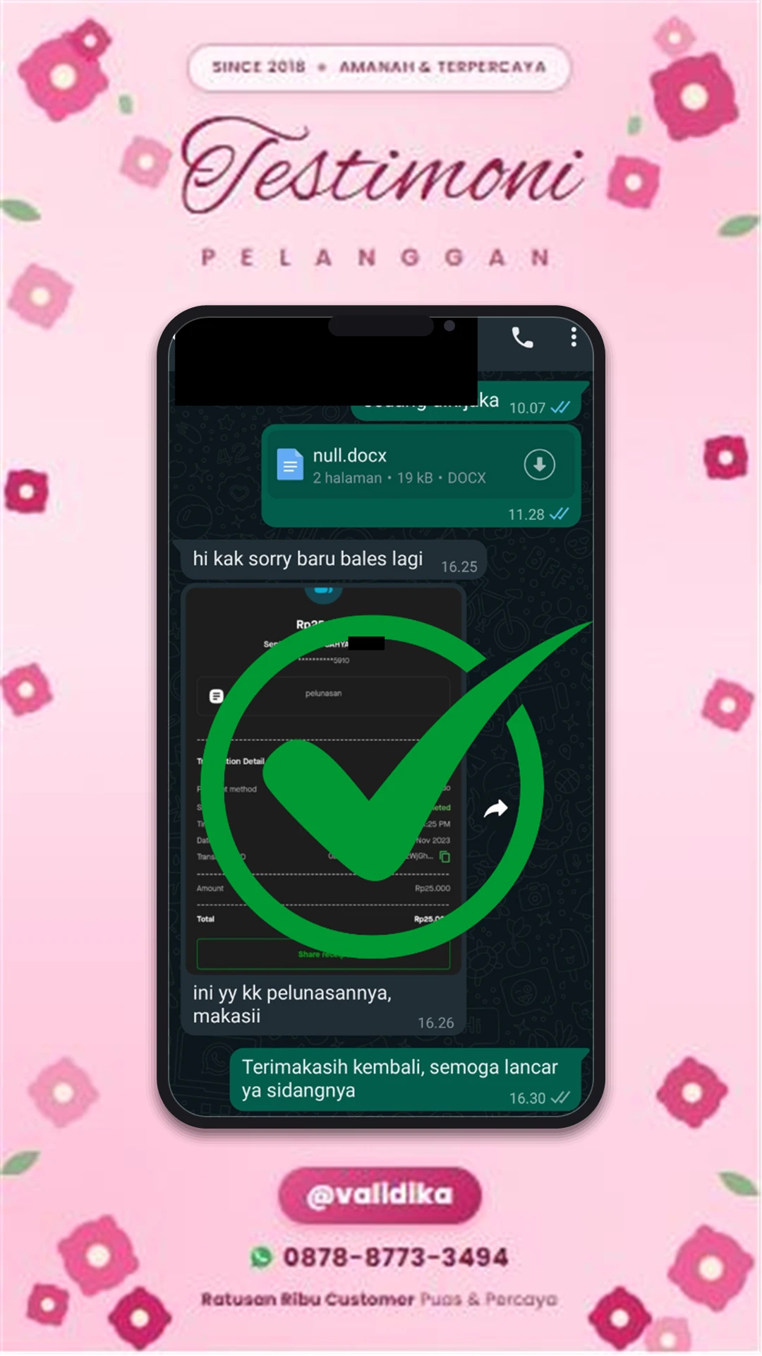 Bukti testimoni pelanggan