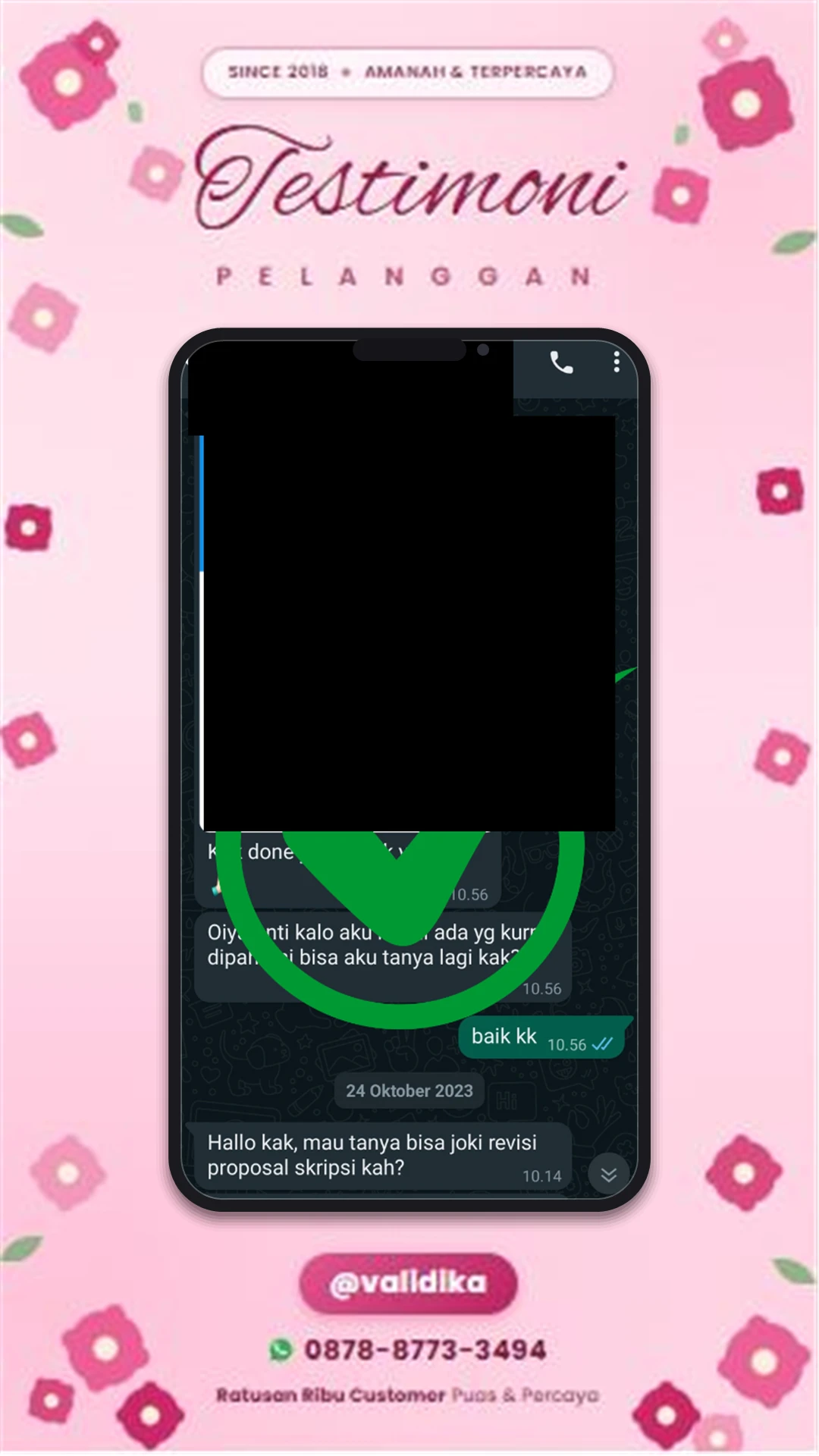 Bukti testimoni pelanggan