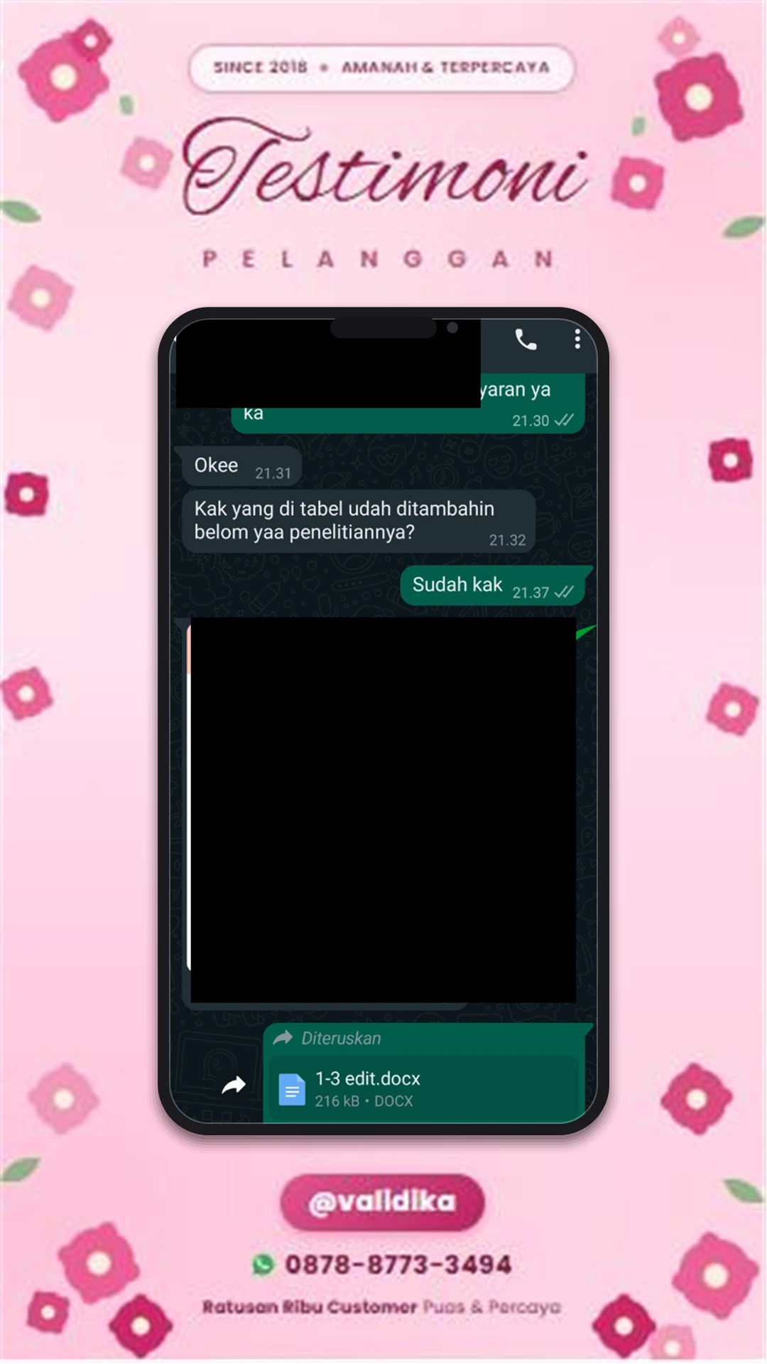Bukti testimoni pelanggan