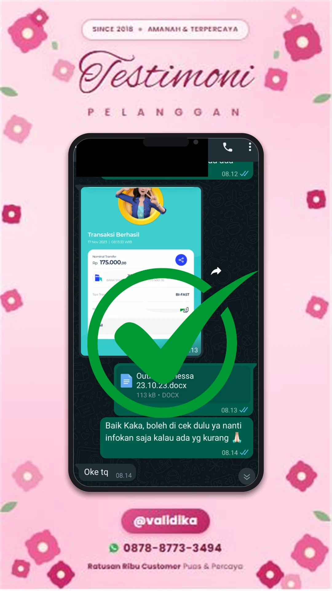 Bukti testimoni pelanggan