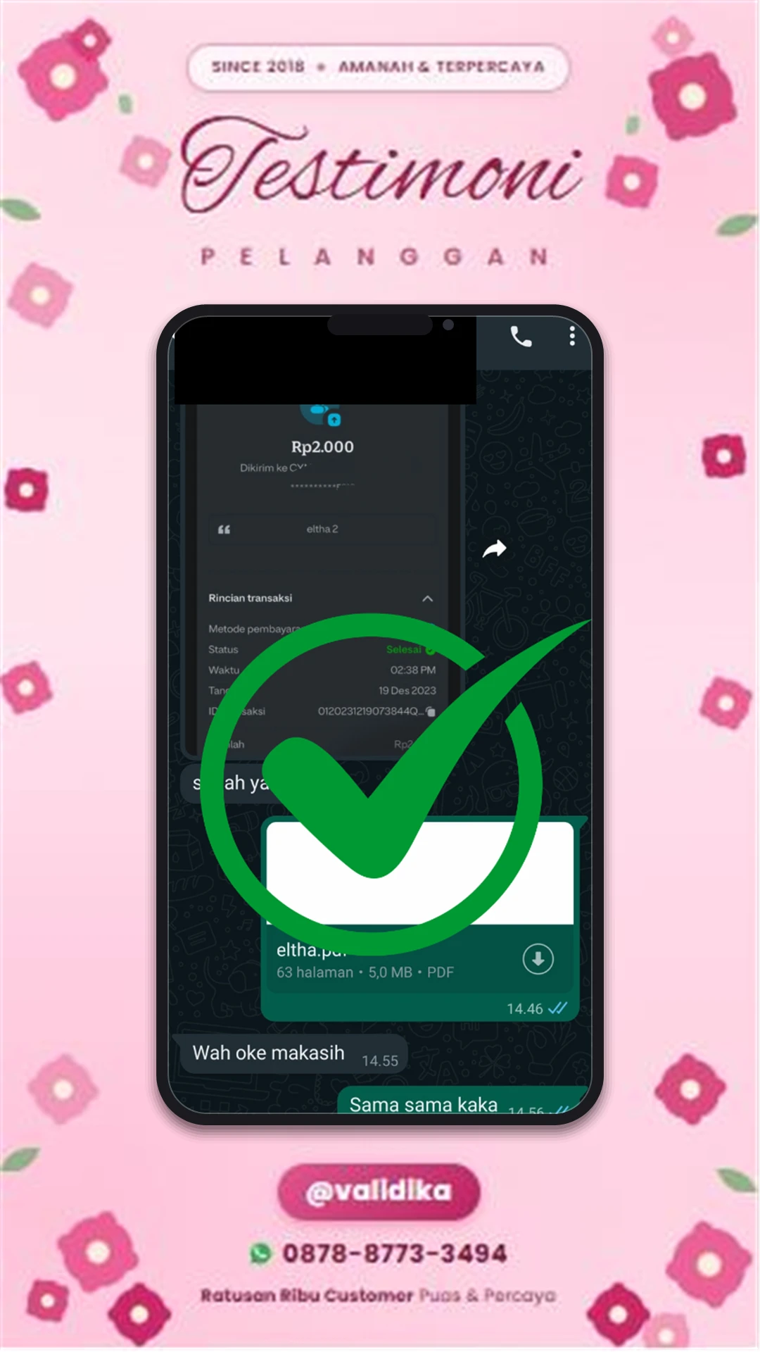 Bukti testimoni pelanggan