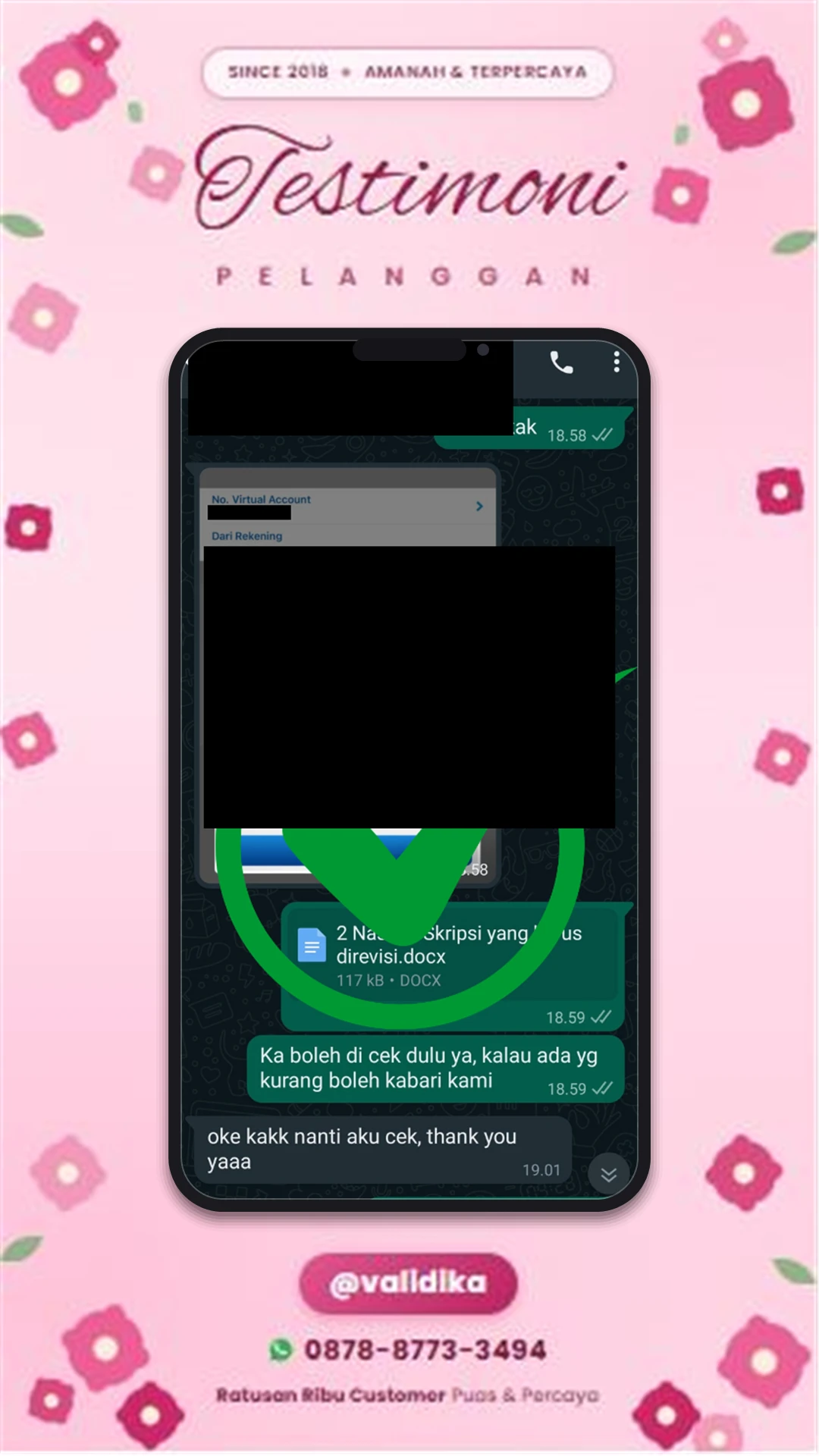 Bukti testimoni pelanggan