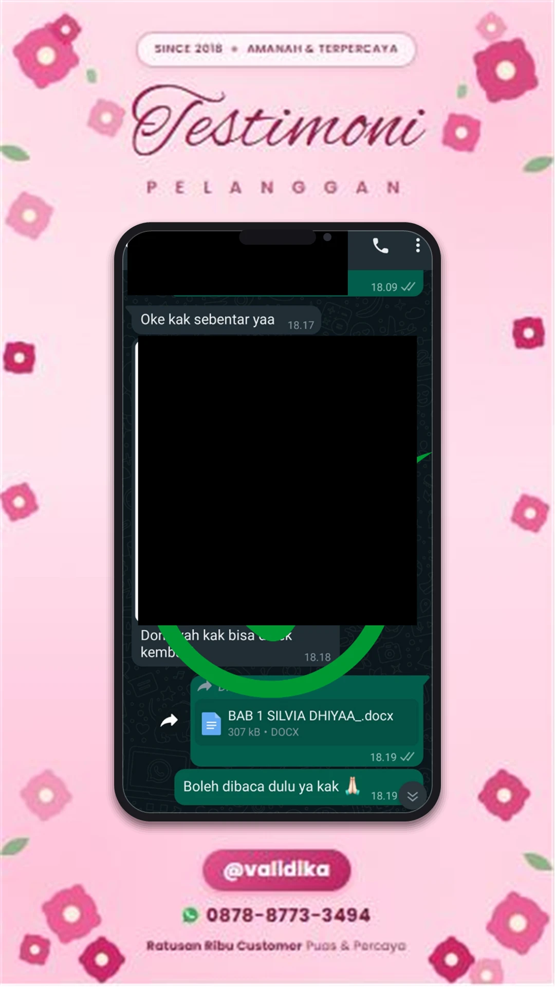 Bukti testimoni pelanggan