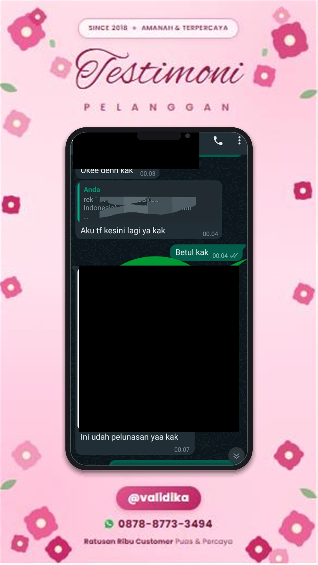 Bukti testimoni pelanggan