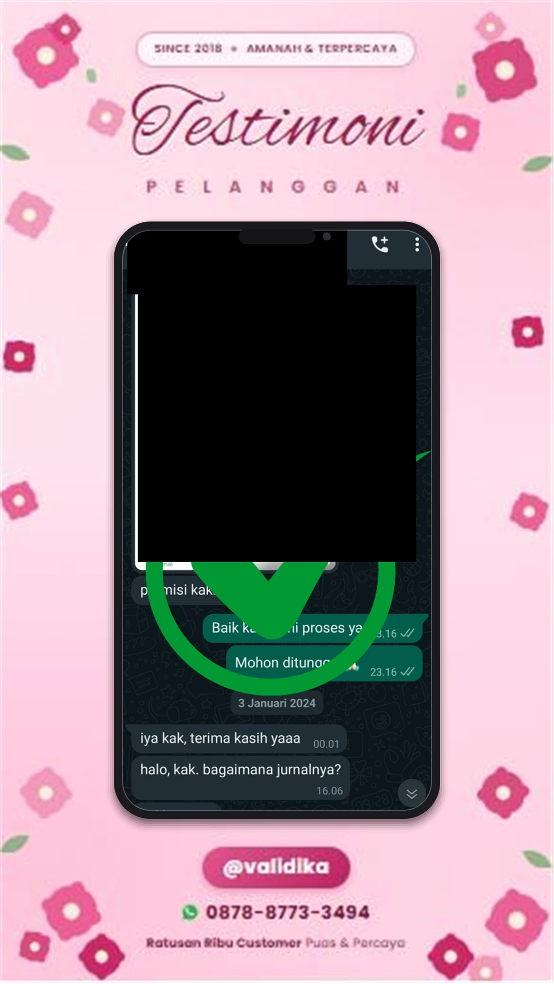 Bukti testimoni pelanggan