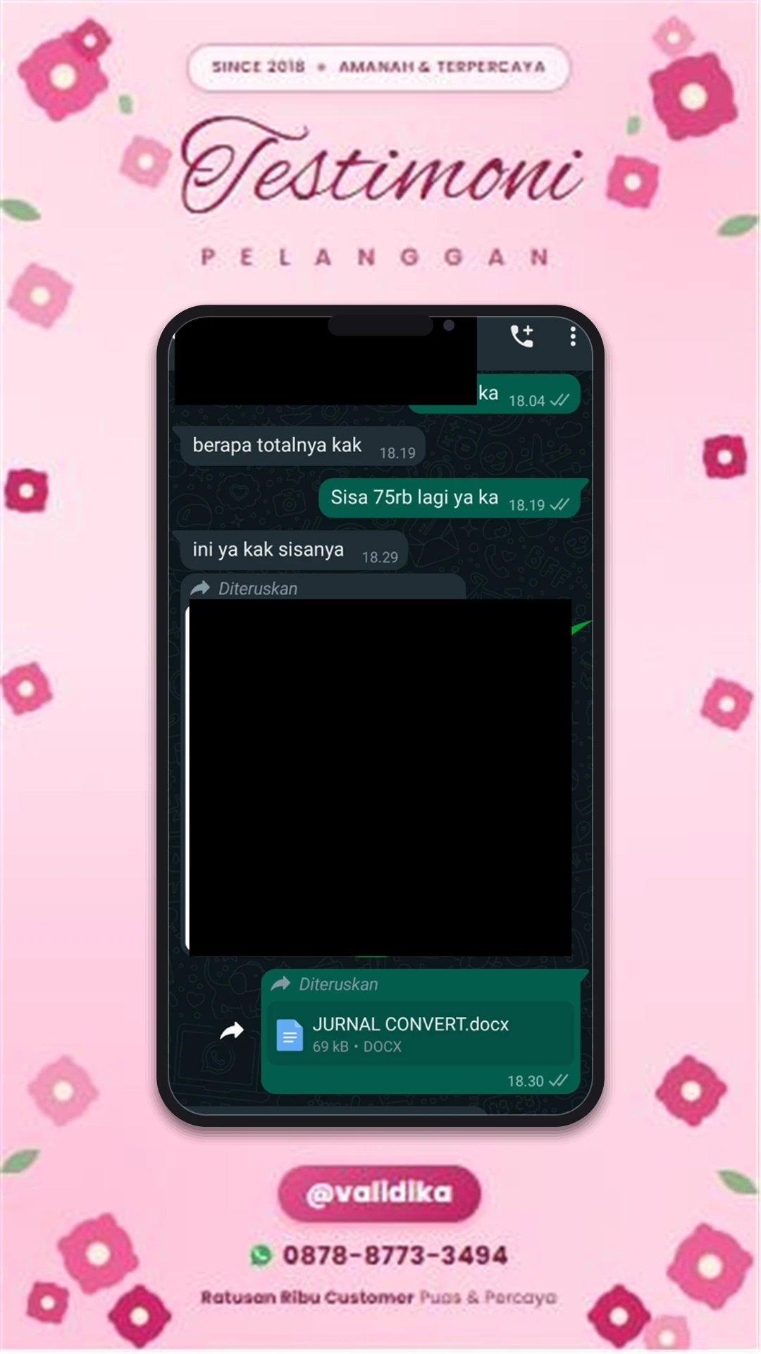 Bukti testimoni pelanggan