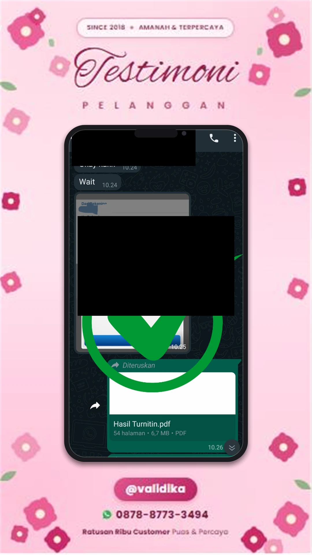 Bukti testimoni pelanggan