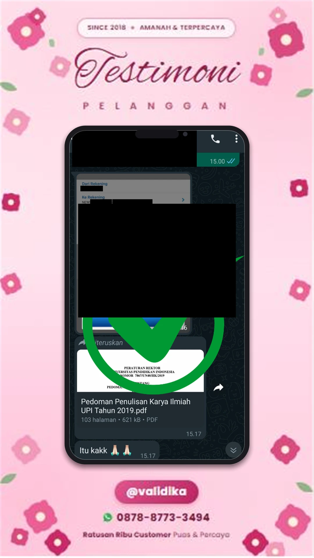 Bukti testimoni pelanggan