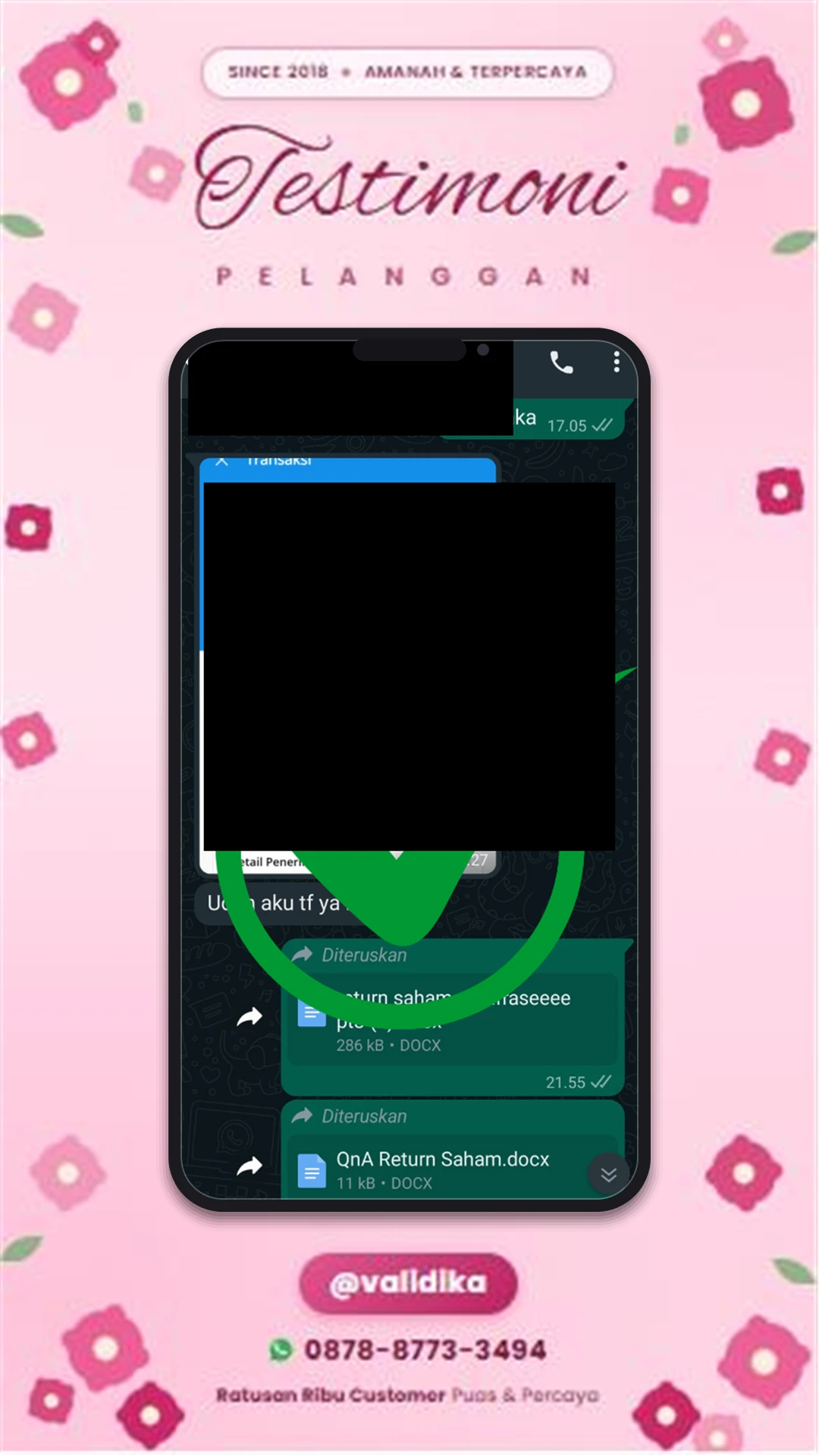 Bukti testimoni pelanggan