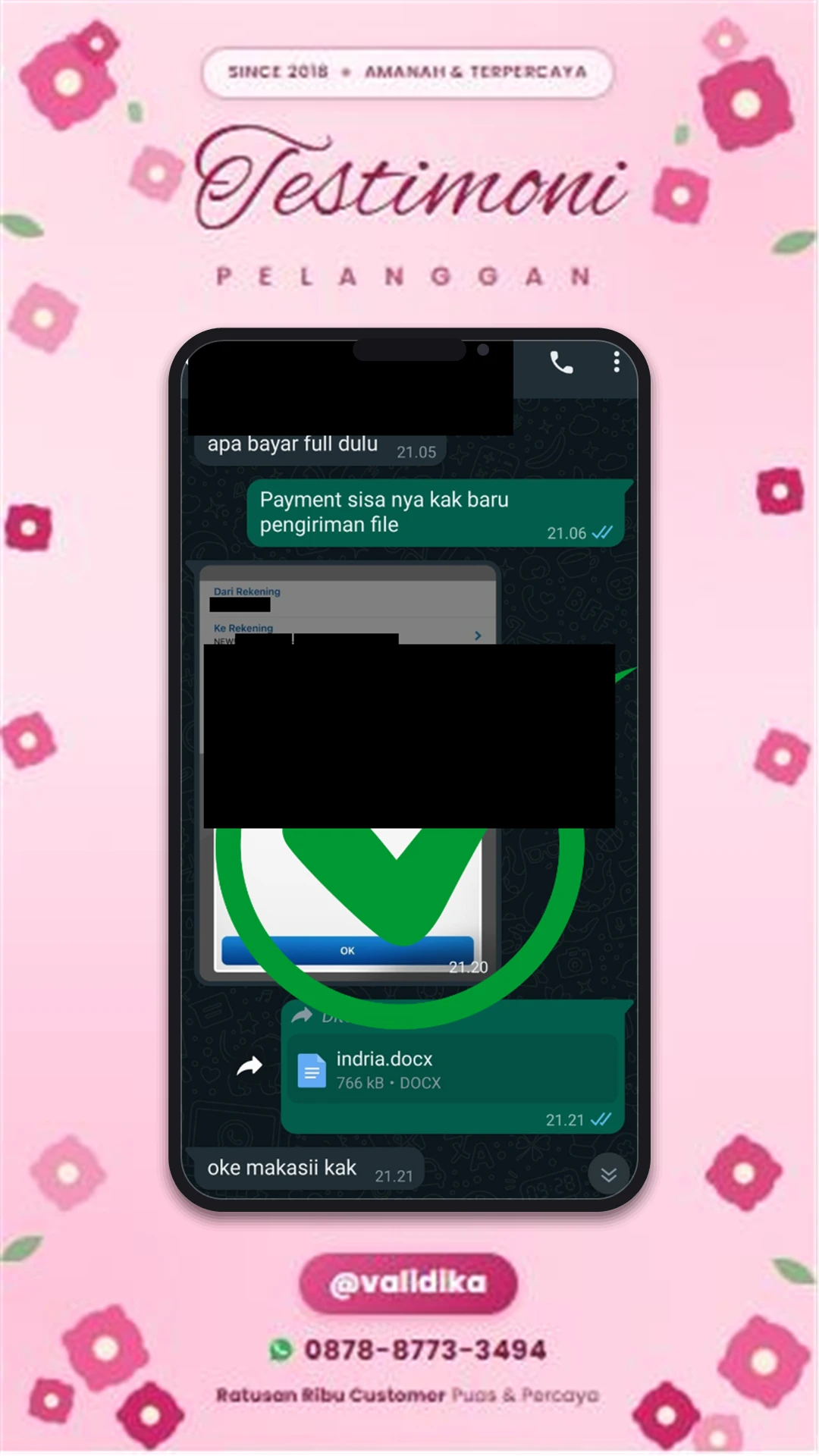 Bukti testimoni pelanggan