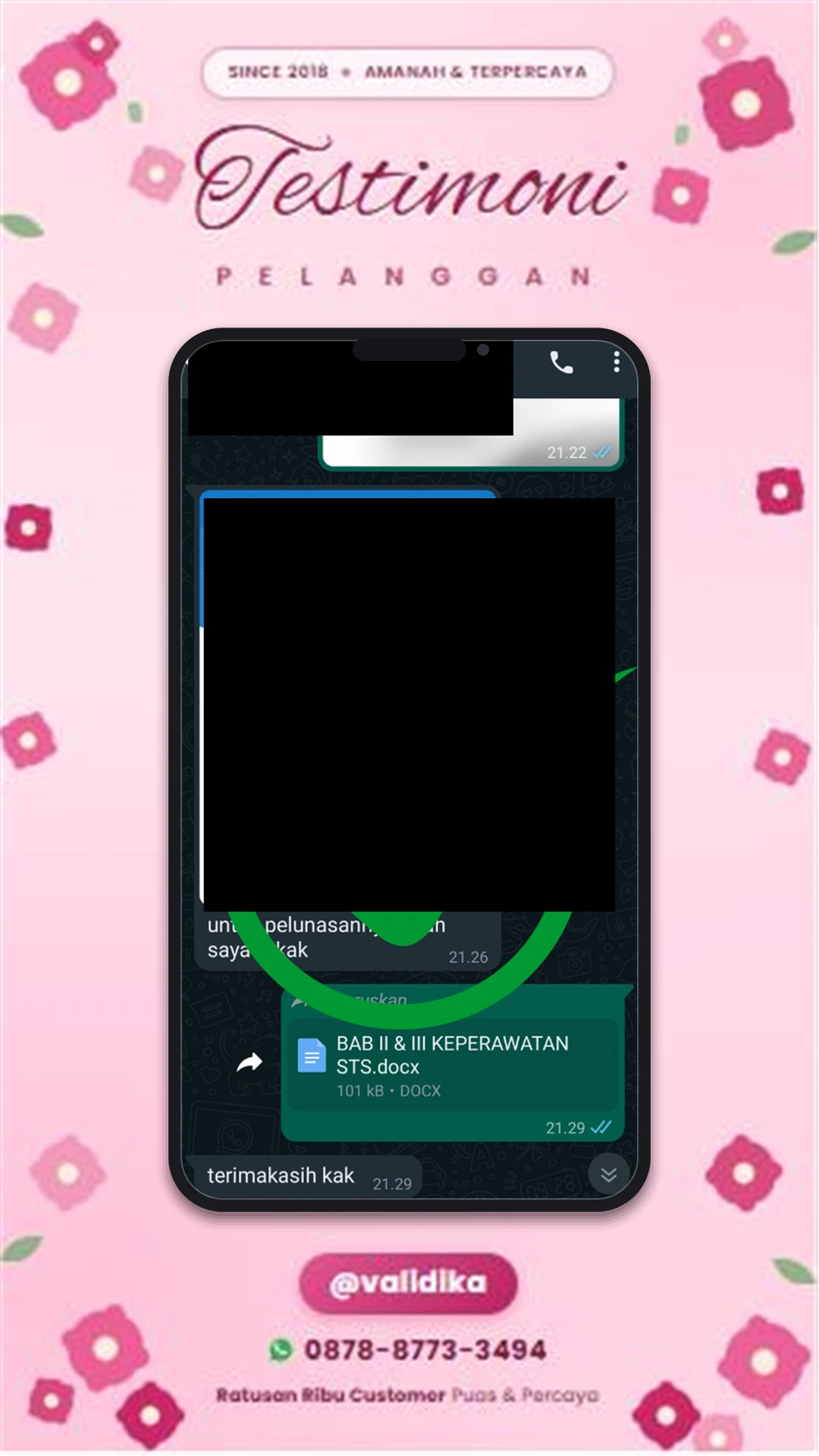 Bukti testimoni pelanggan