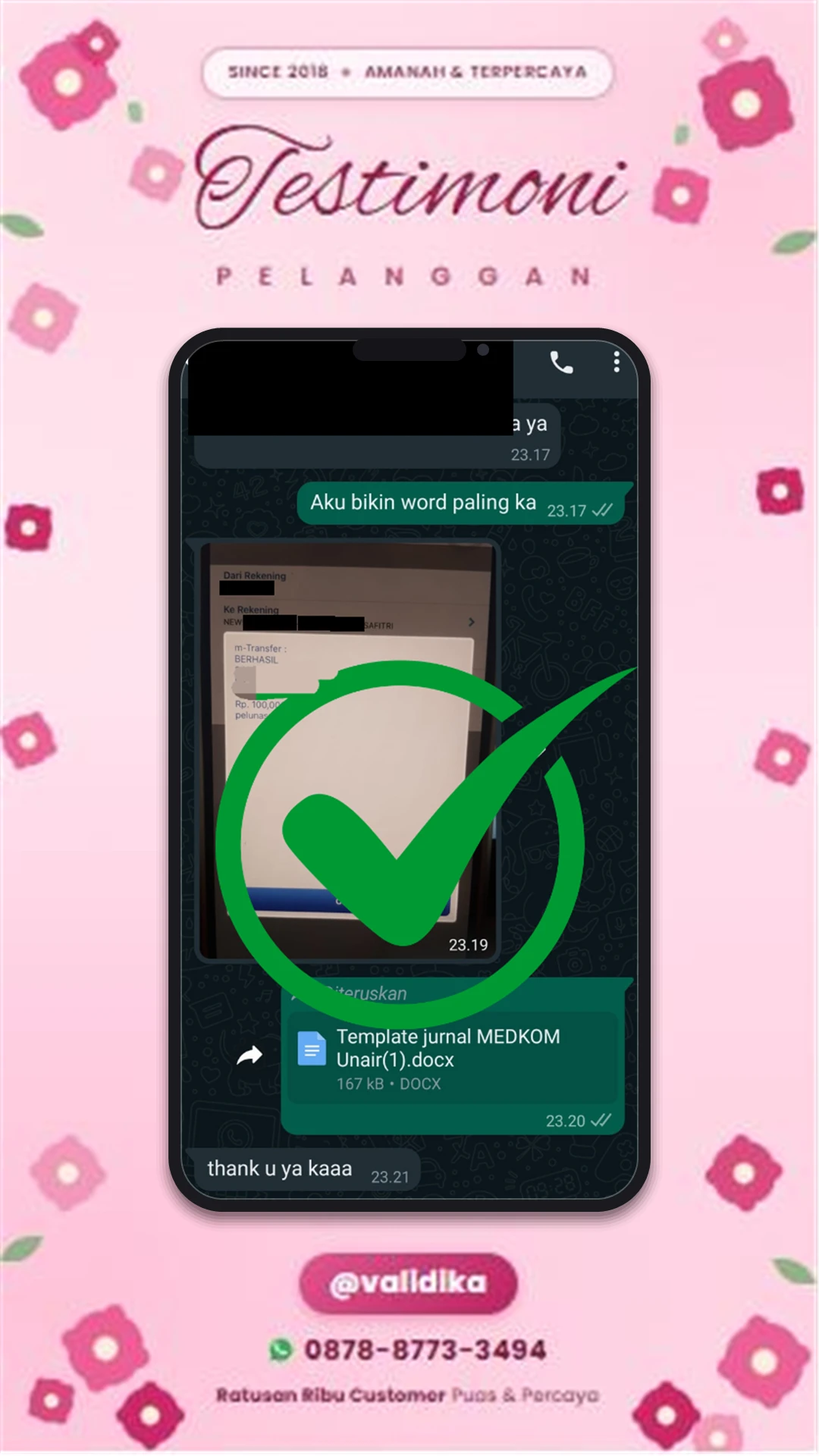 Bukti testimoni pelanggan