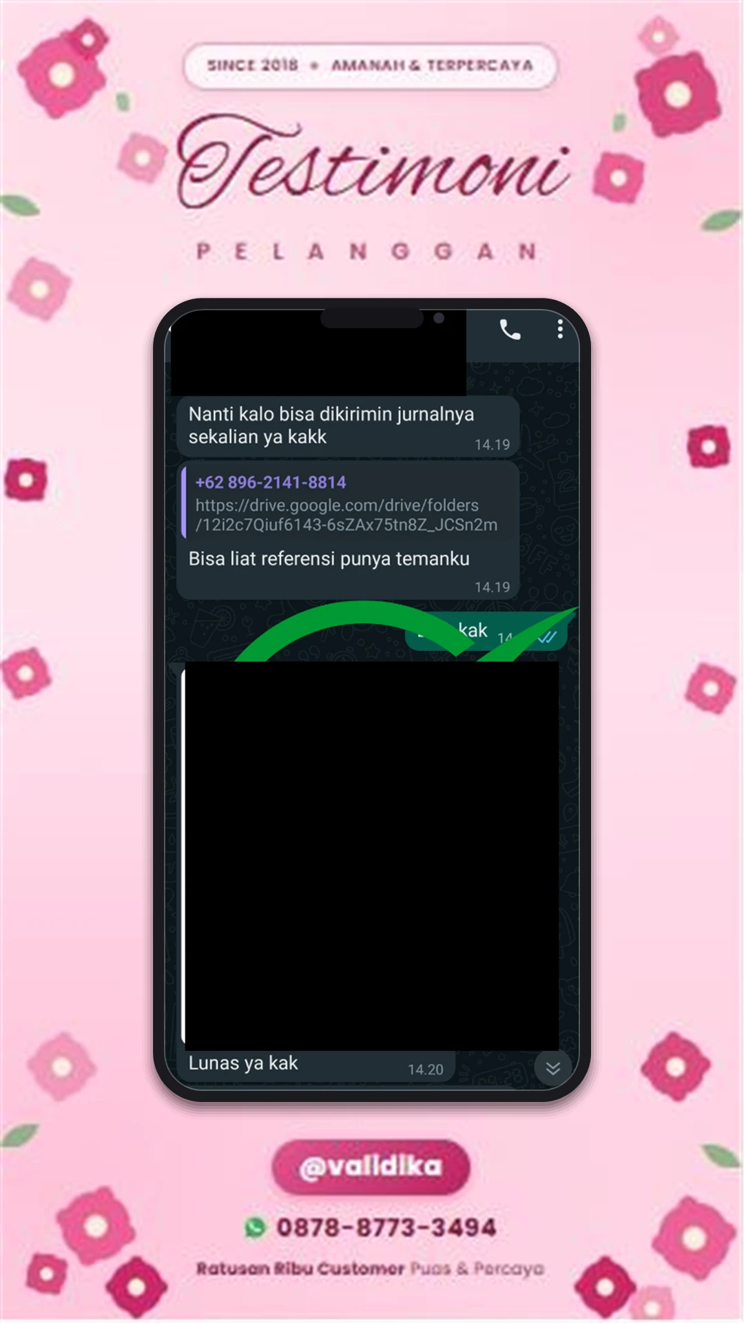 Bukti testimoni pelanggan